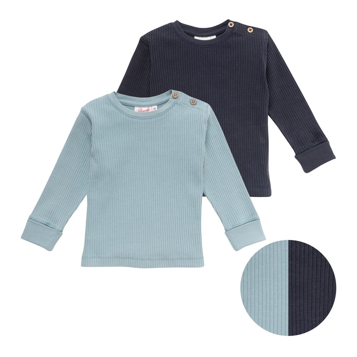 People Wear Organic 2er-Pack Langarm-Shirt GOTS Dunkelblau Mix
