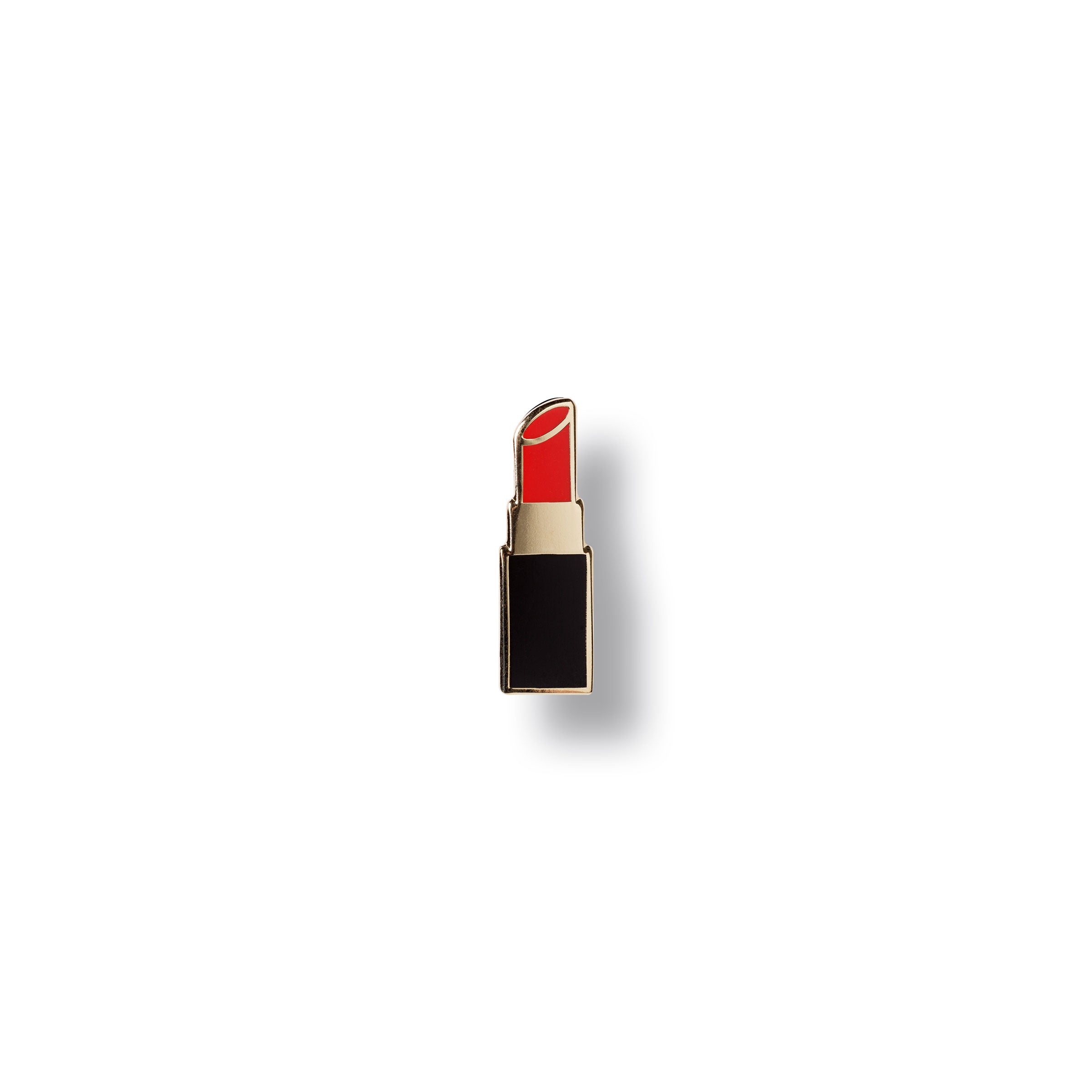 Illustration eines schwarzen Lippenstifts mit herausgedrehter, leuchtend roter Farbe auf weißem Hintergrund.