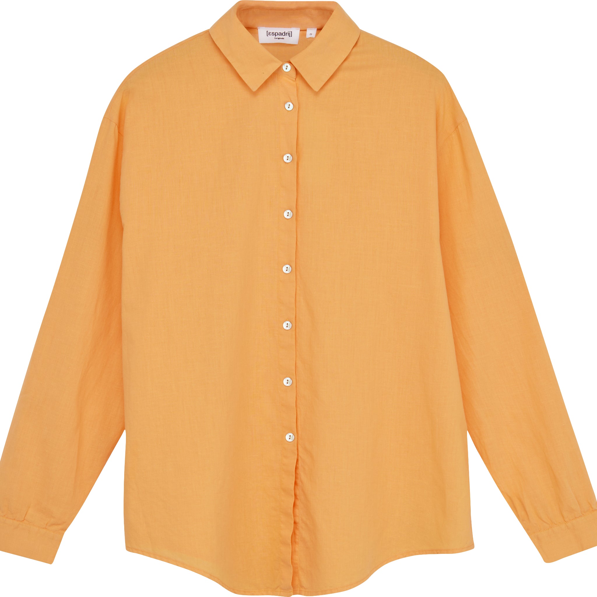 Hemd in sattem Orange mit langen Ärmeln und Knopfleiste.