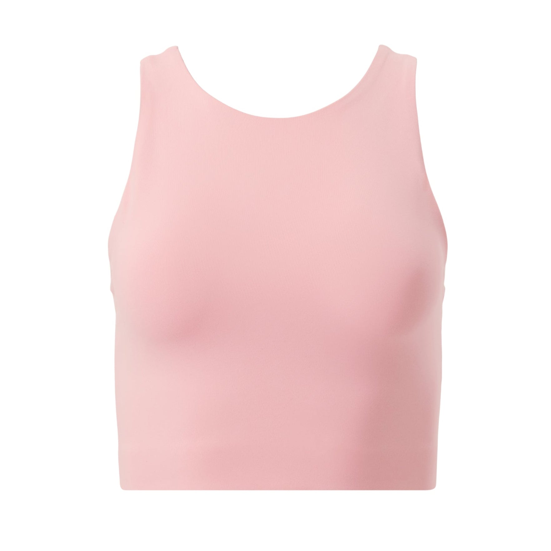 Ein rosa Crop-Top mit Rundhalsausschnitt.
