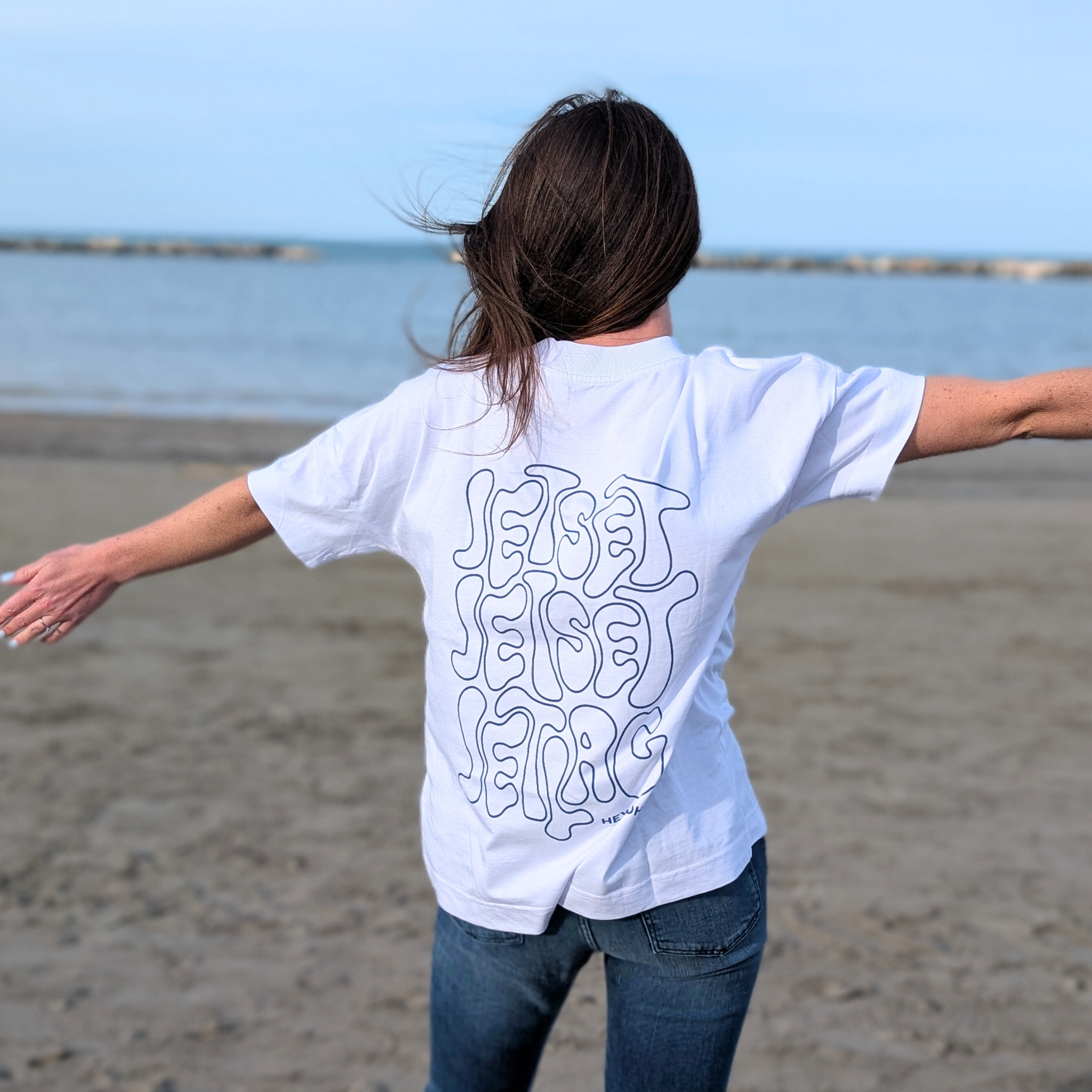hey soho T-Shirt "Jetset" Weiß Blau