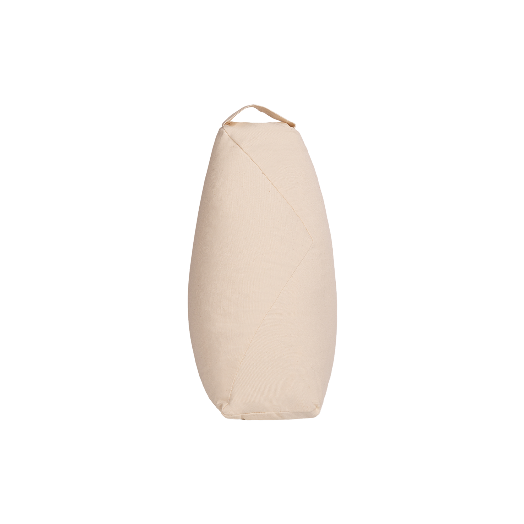 Beige Yogabolster mit Tragegriff, liegend auf der Seite.