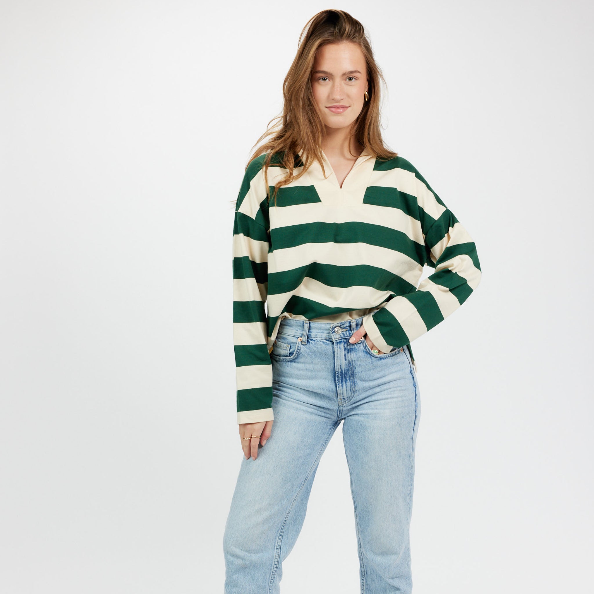 Espadrij l´originale Longsleeve "EMILIE STRIPED SHIRT" - Dritte Wahl L Ecru Foret