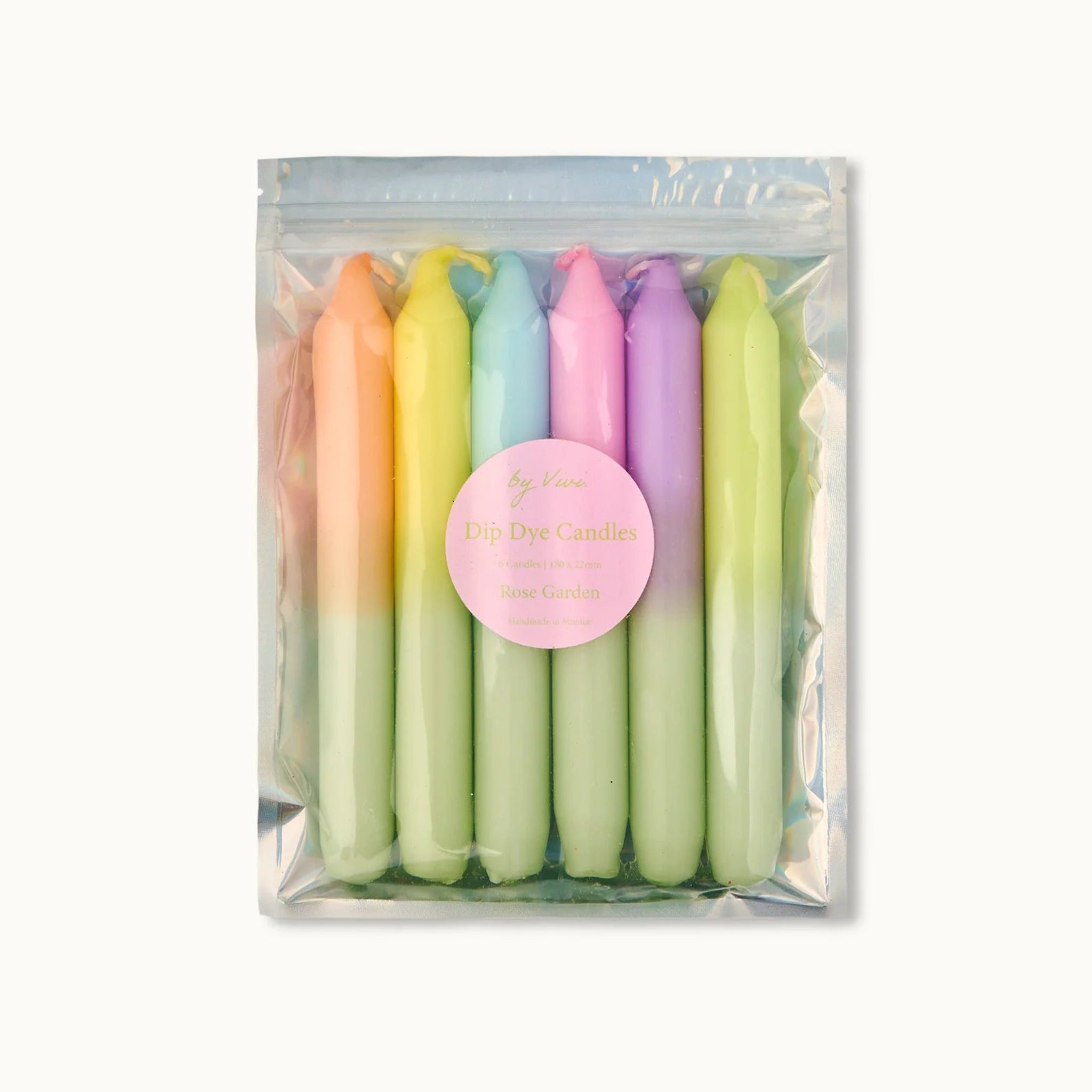 by Vivi Dip Dye Kerzen Set 6-teilig Rose Garden Edition 18 x 2.2 cm