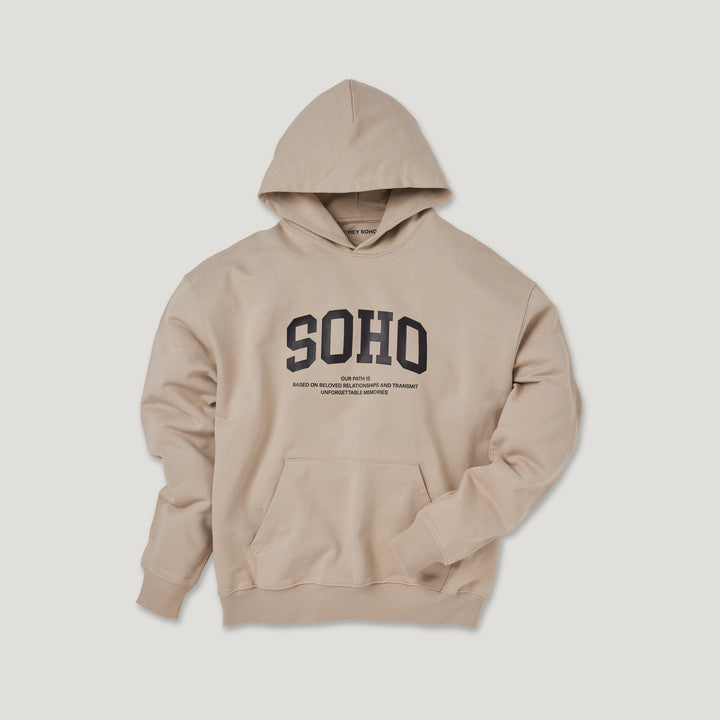hey soho Hoodie "Soho College" Beige