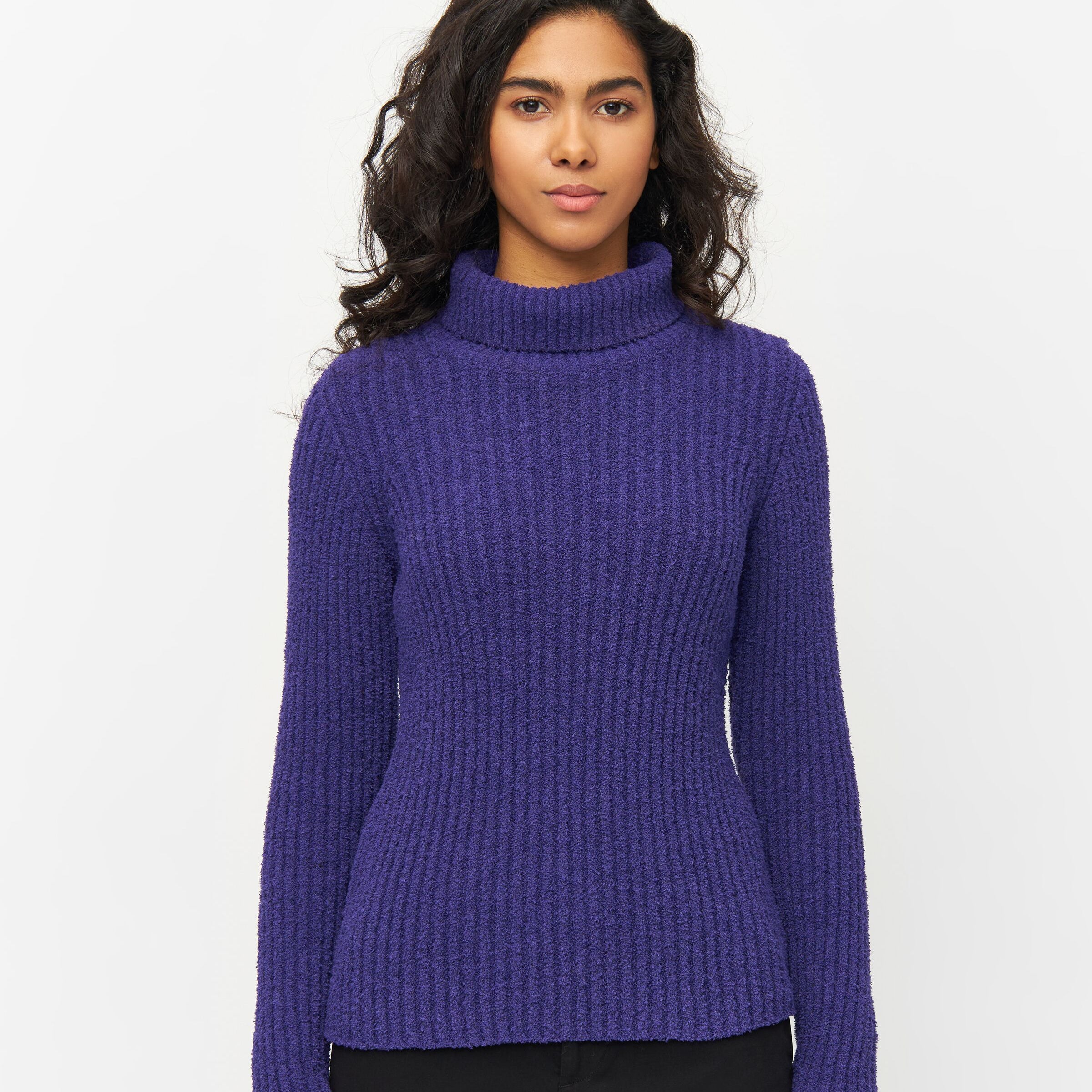 KnowledgeCotton Apparel Rollkragenpullover "Mouline" XS Deep Purple