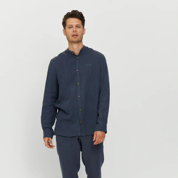 Mazine Leinenhemd "Altona" L Blau (ink blue)