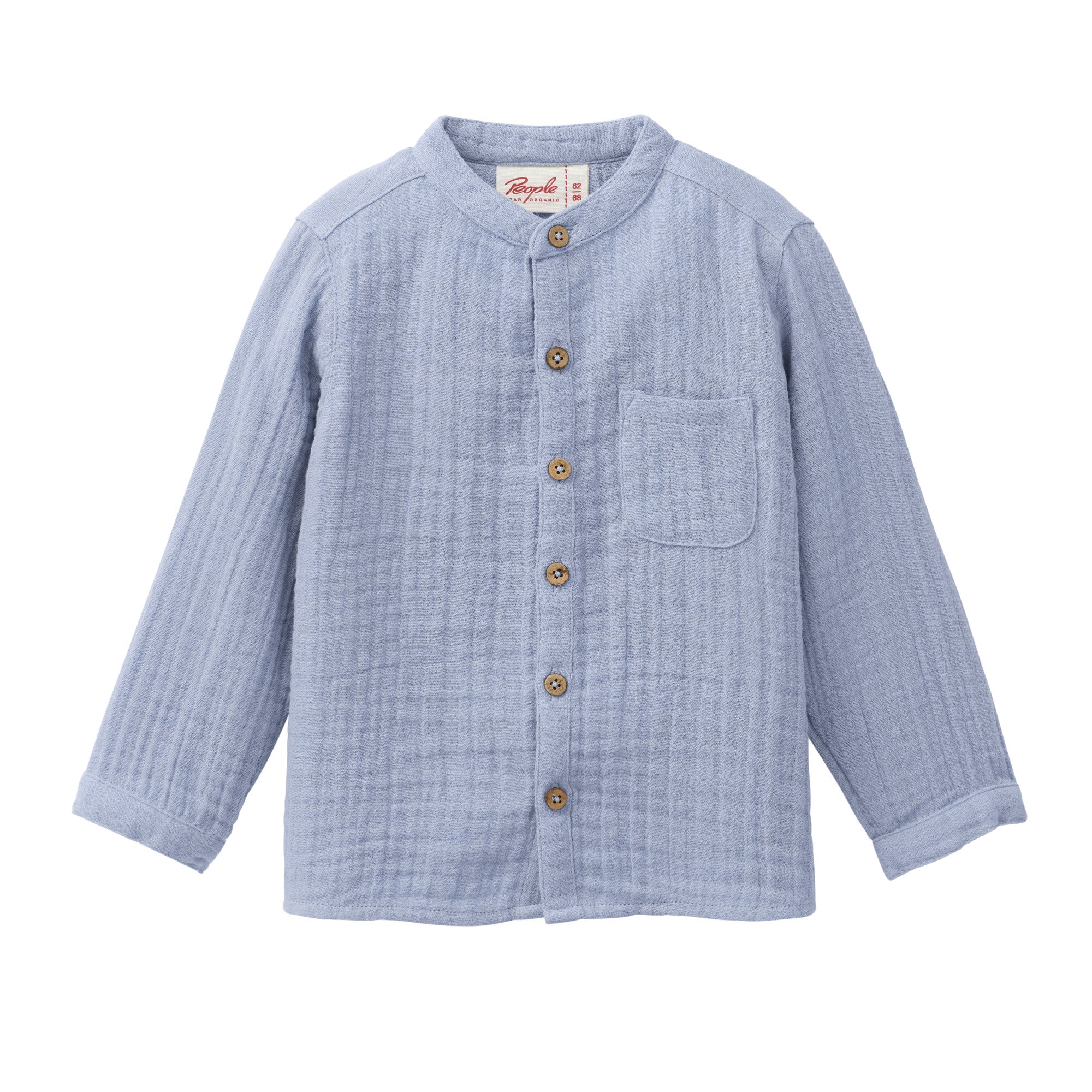 People Wear Organic Musselin-Hemd GOTS Taubenblau