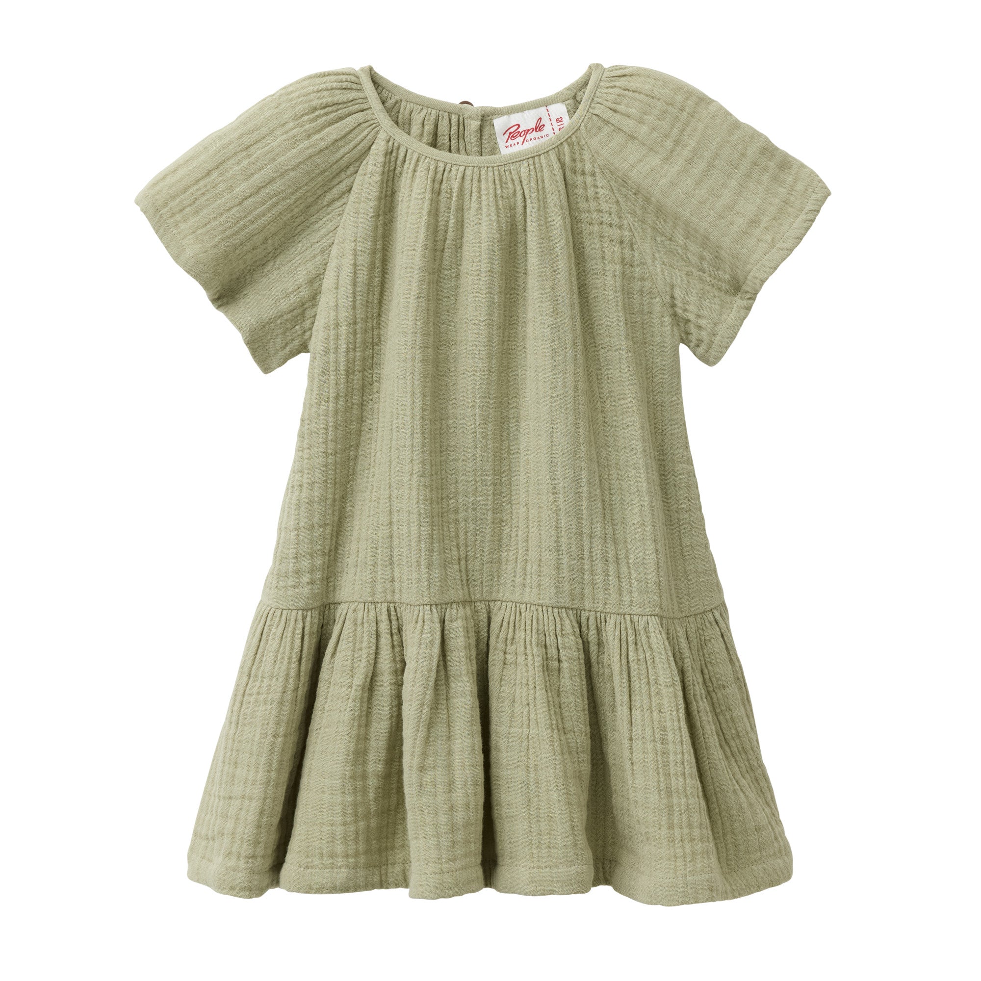 People Wear Organic Musselin-Kleid GOTS Helles Olivgrün