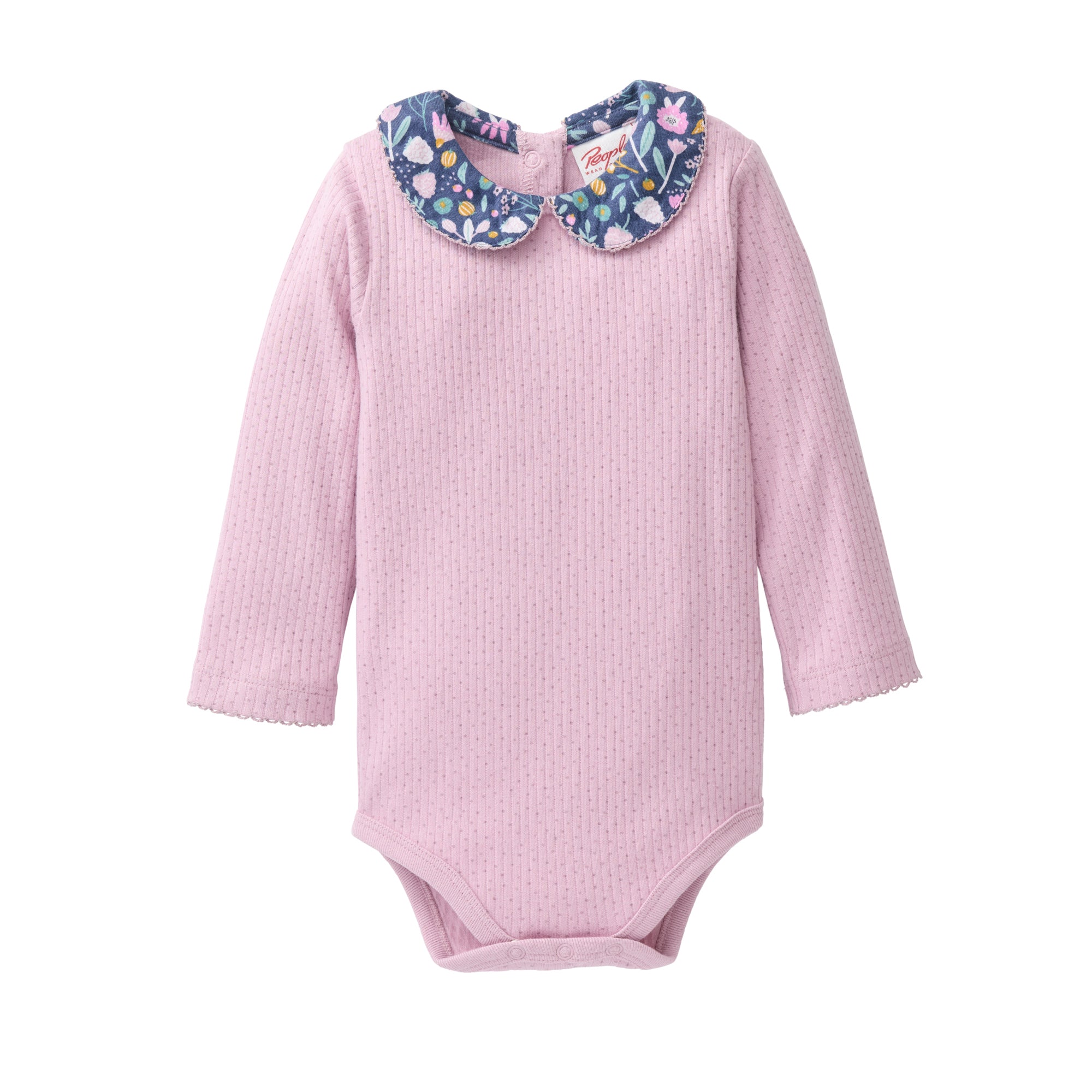 People Wear Organic Langarm-Body Kragen GOTS Malve Aop Pünktchen