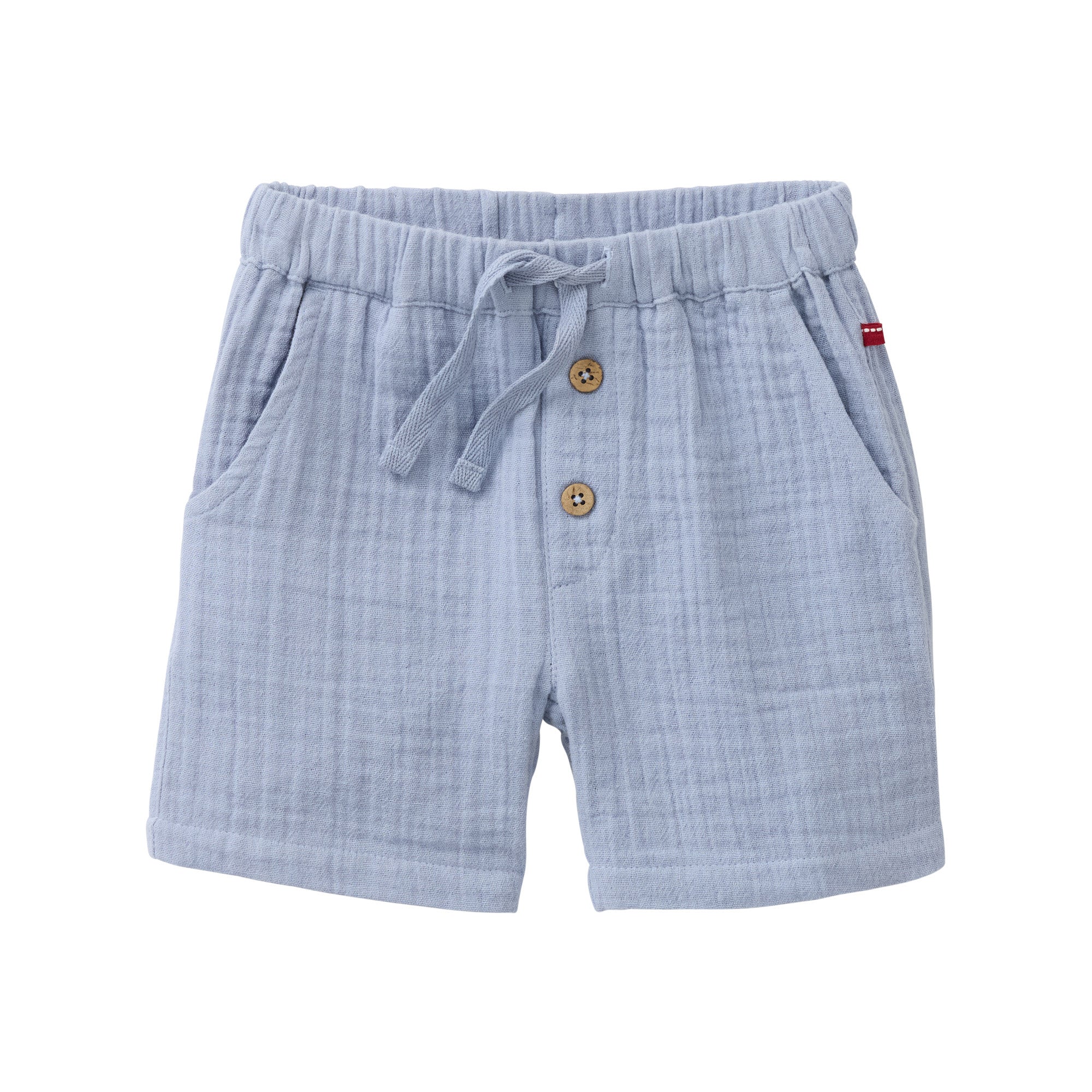 People Wear Organic Musselin-Shorts GOTS Taubenblau