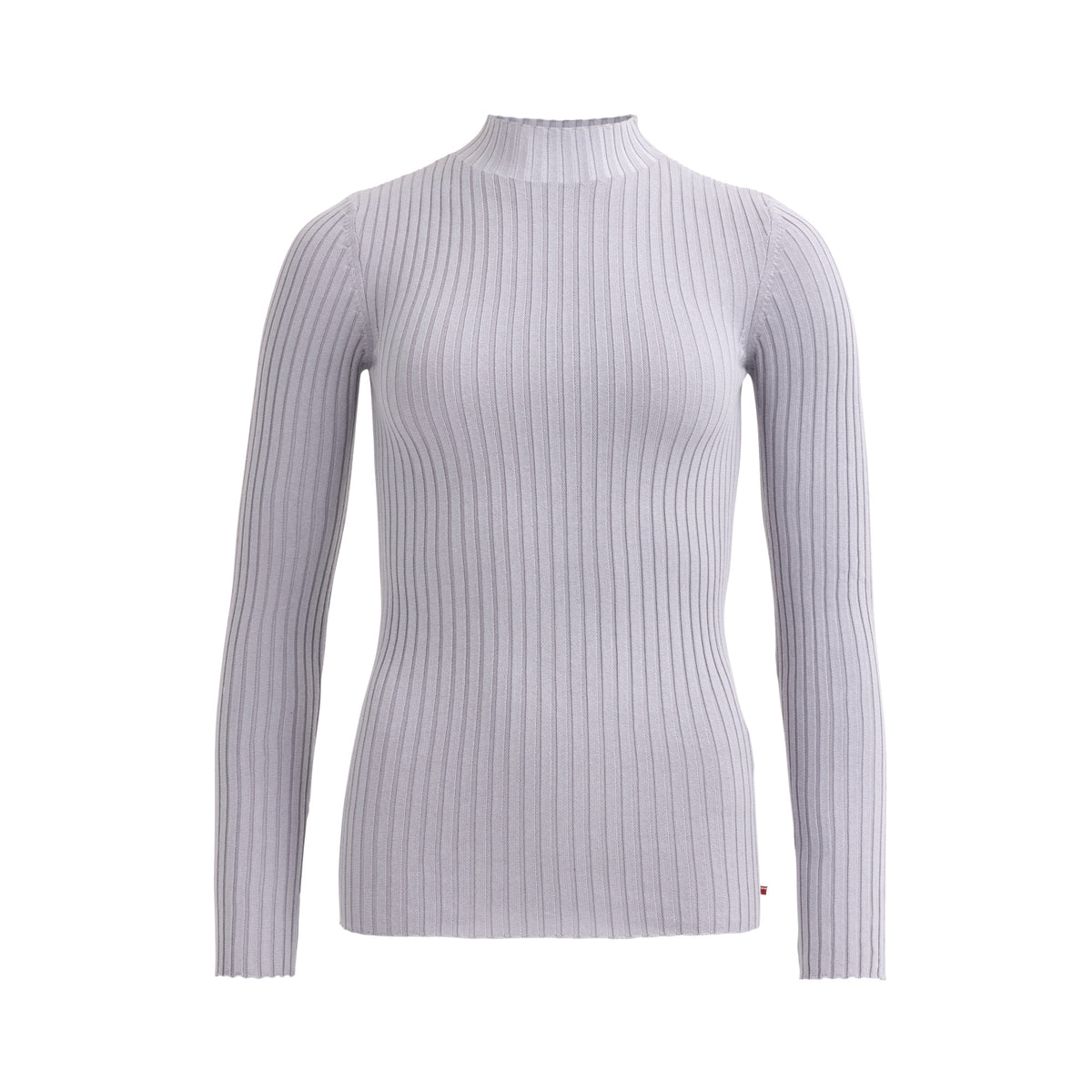 People Wear Organic Rippstrick-Pullover Stehkragen GOTS L Taubengrau