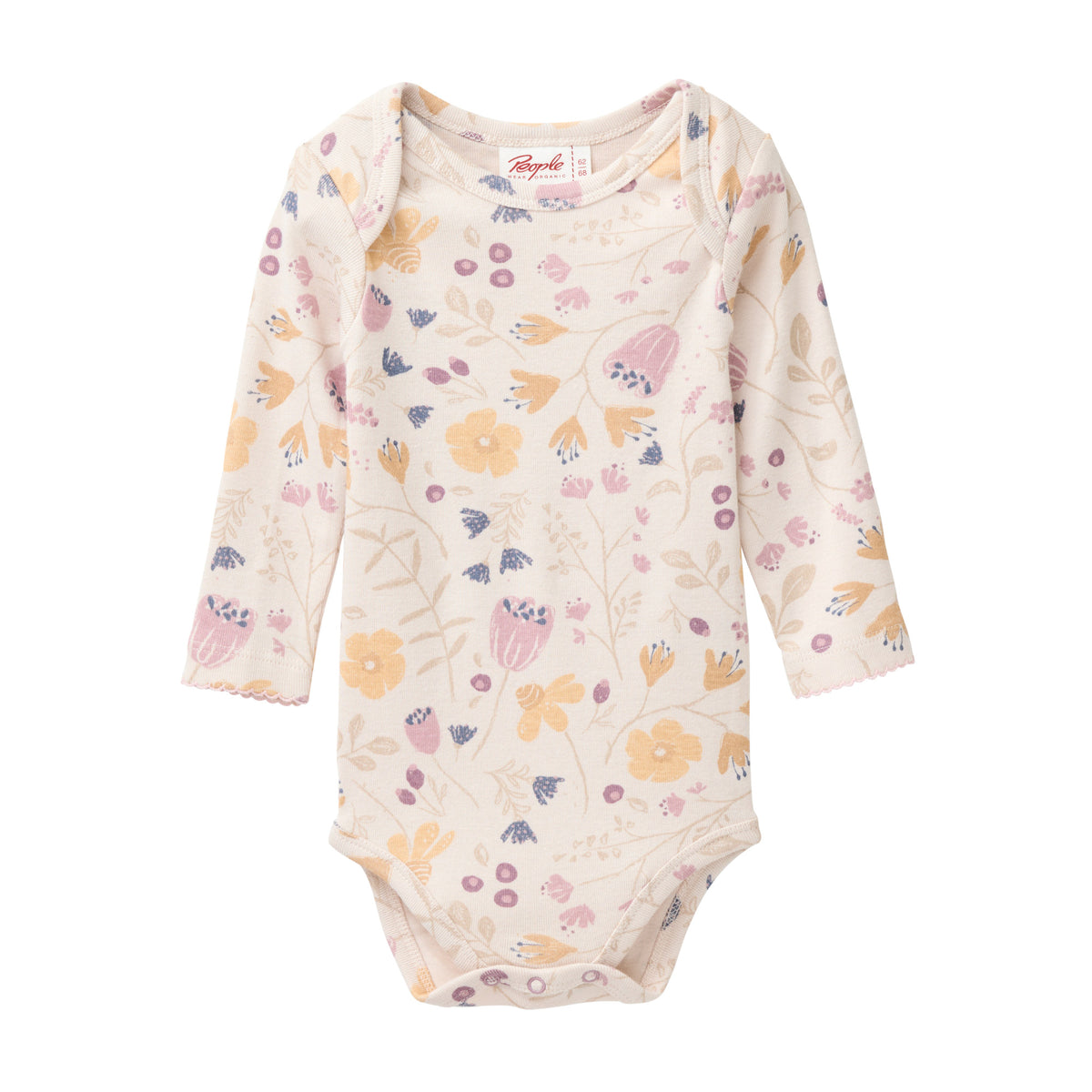 People Wear Organic Langarm-Body GOTS Puderrosa Aop Blumengarten