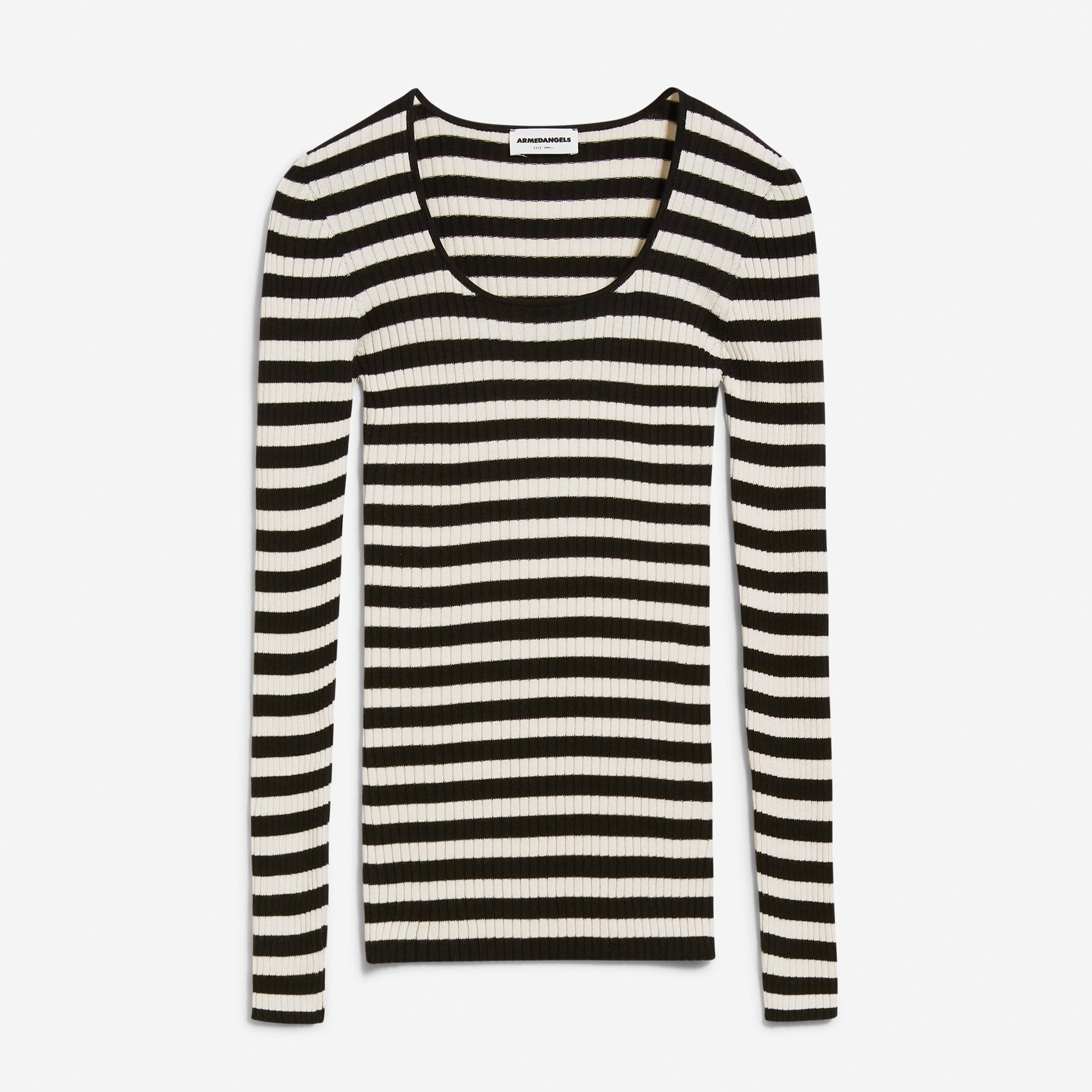 ARMEDANGELS Pullover "ALAANIA CREWNECK STRIPE" Black-Oatmilk