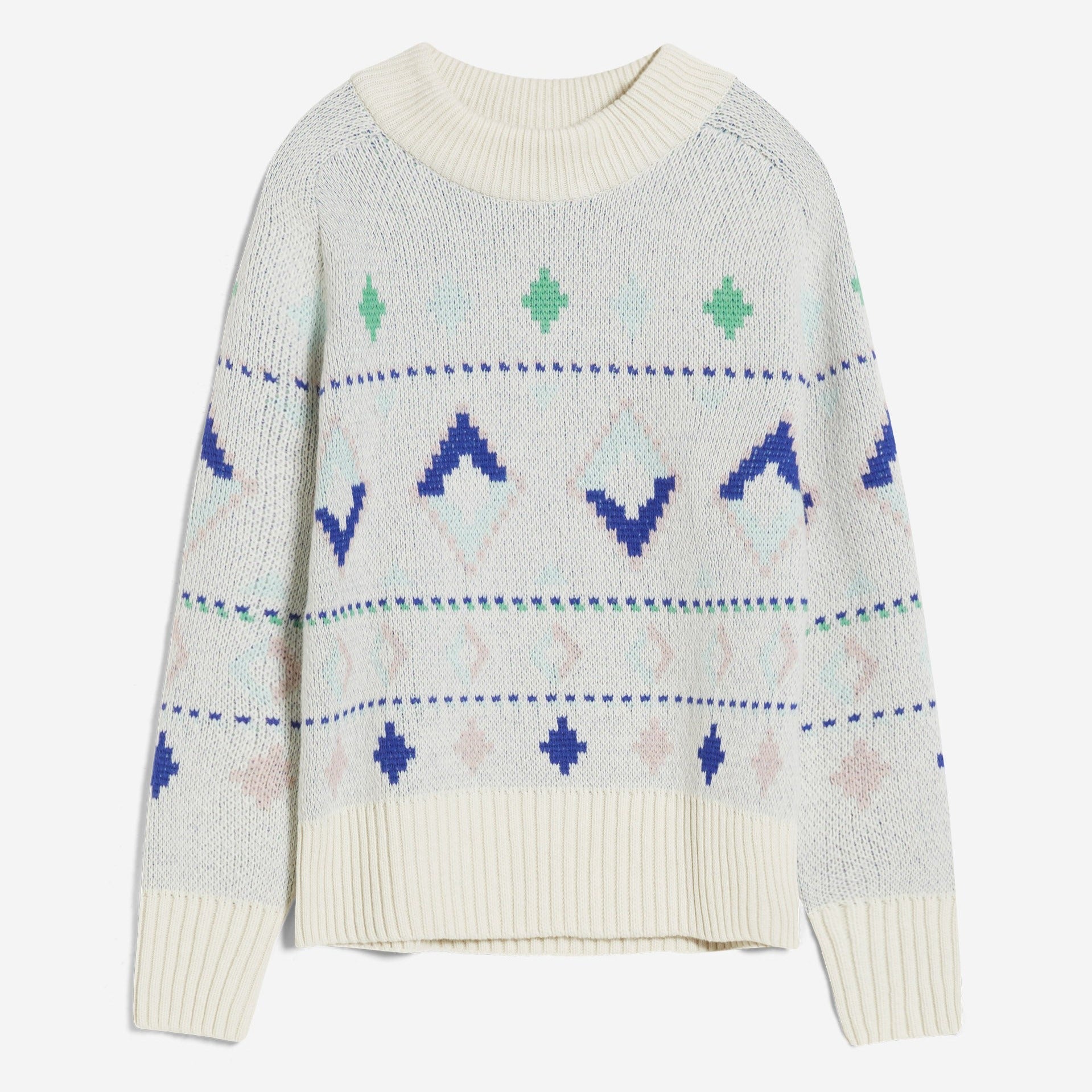 ARMEDANGELS Pullover "HOLGAA NAIVE FAIRISLE" Oatmilk-Apple Neon