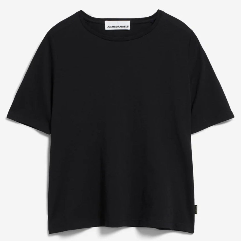 ARMEDANGELS Women Casual Jersey T-Shirt "DONAAJI FEAATHER LIGHT" L Black