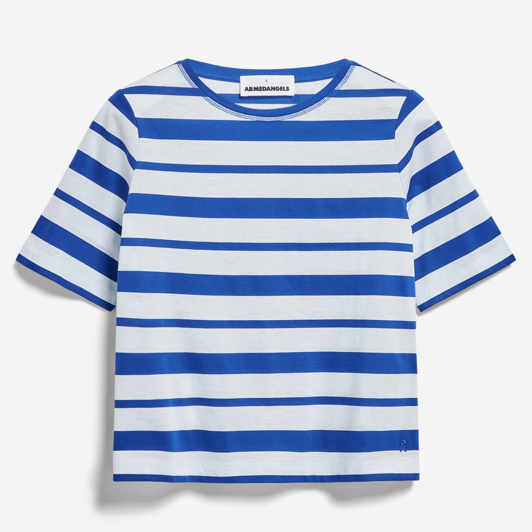 ARMEDANGELS Damen Loose Fit T-Shirt "FINIAA BLOCK STRIPES" Dynamo Blue-Oatmilk