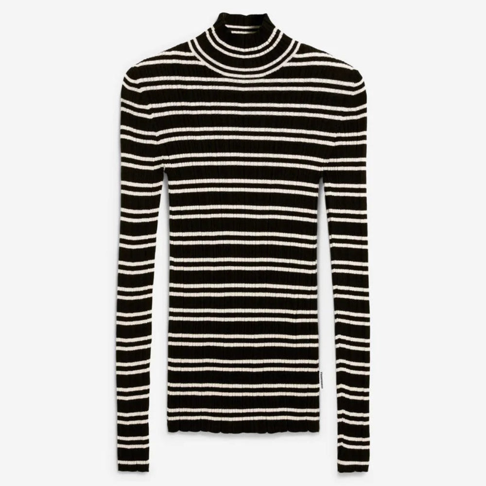 ARMEDANGELS Damen Casual Strick Pullover "ALAANIA CHIFFRON STR" Black Oatmilk