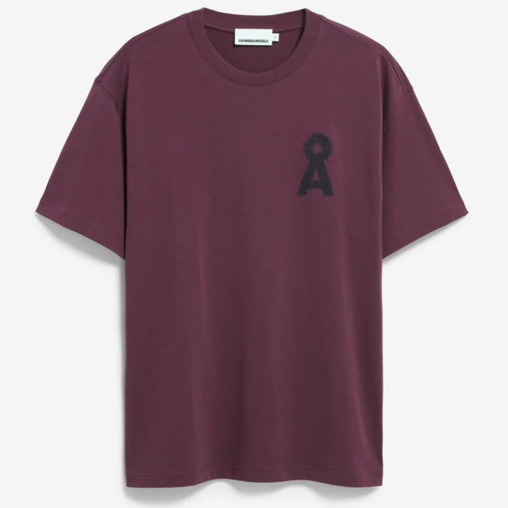 ARMEDANGELS Men Casual Jersey Shirt T-Shirt "AADRU Å ZICK ZACK" M Dark Cranberry