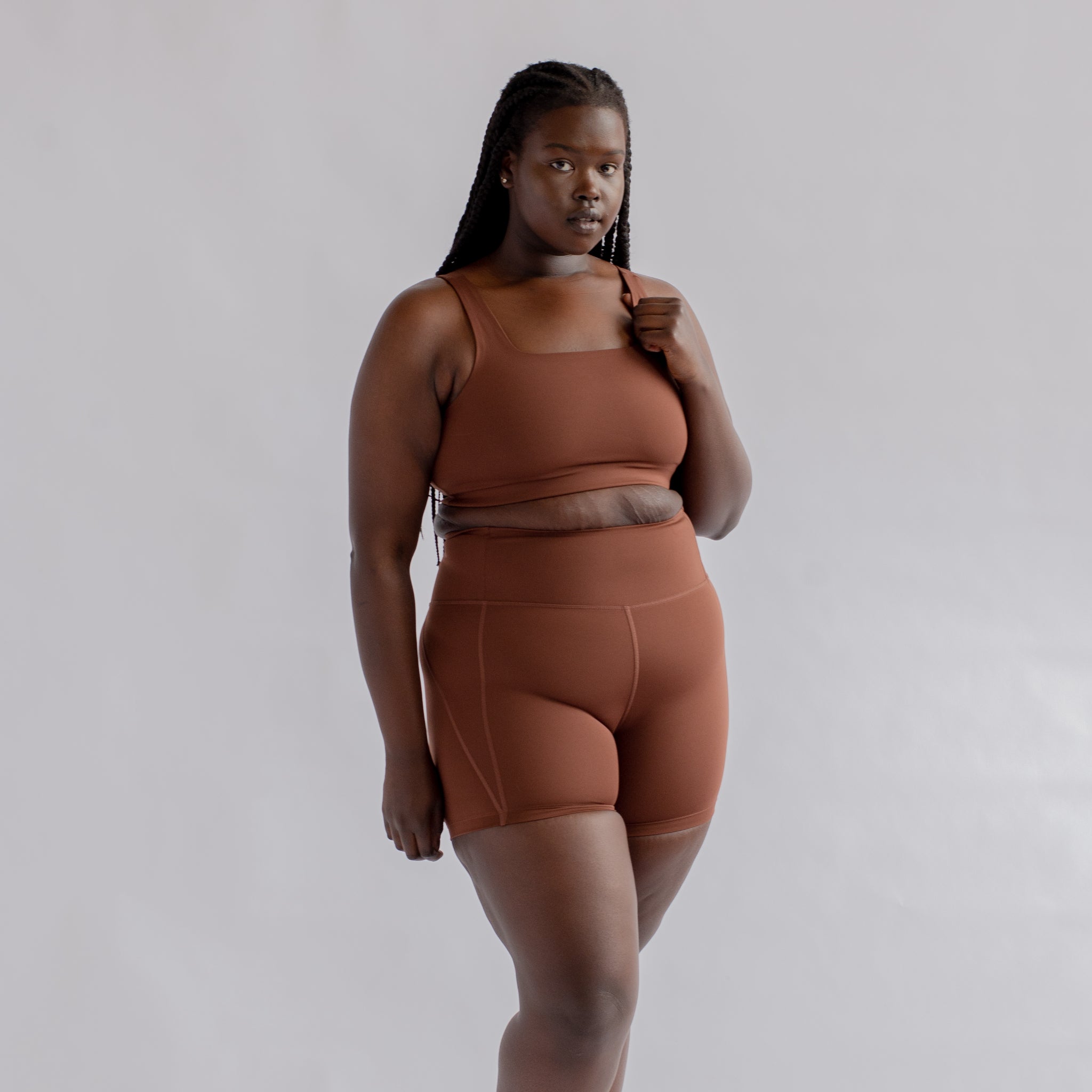 Girlfriend Collective Run Shorts "High-Rise" Earth