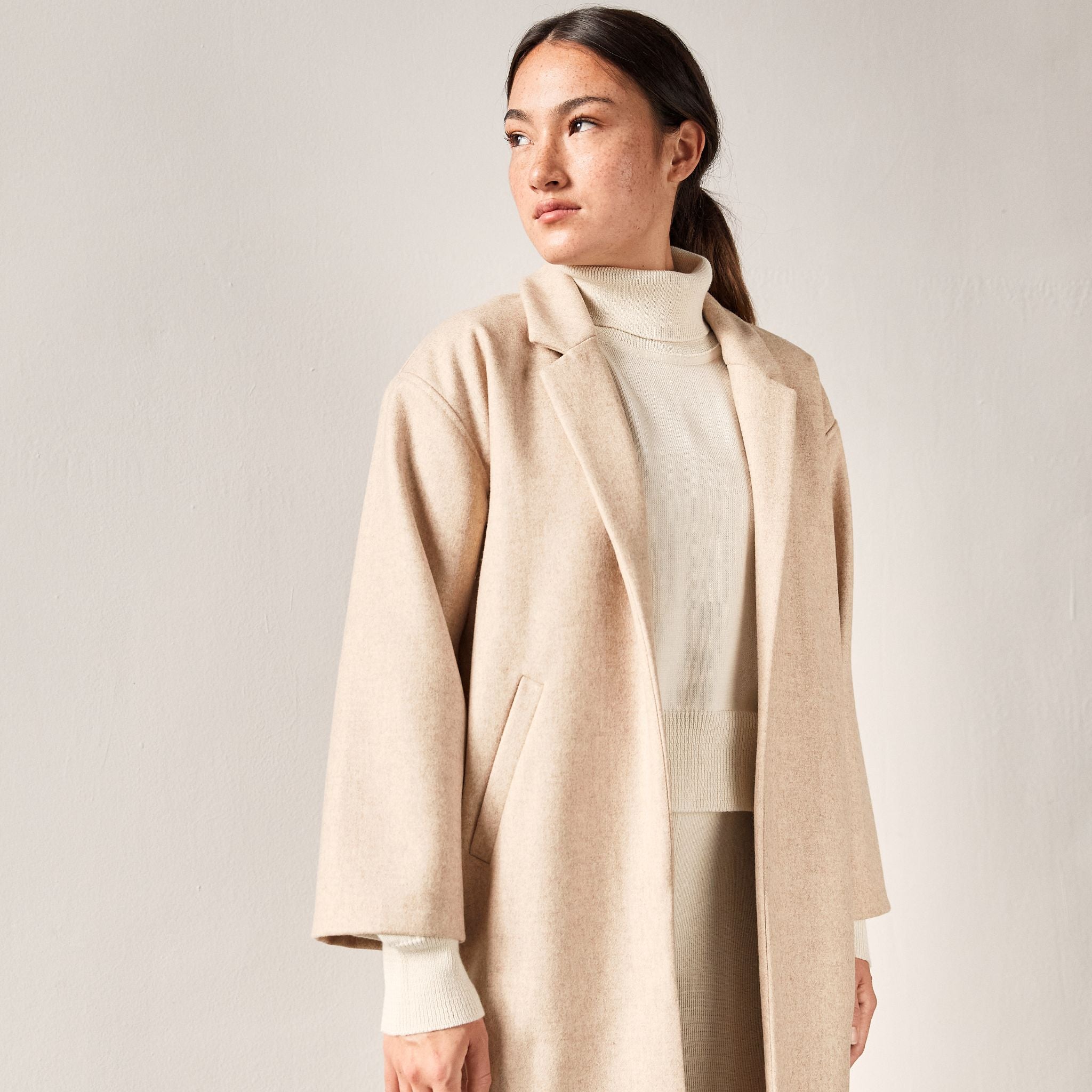 The Slow Label Wool Overcoat Creme