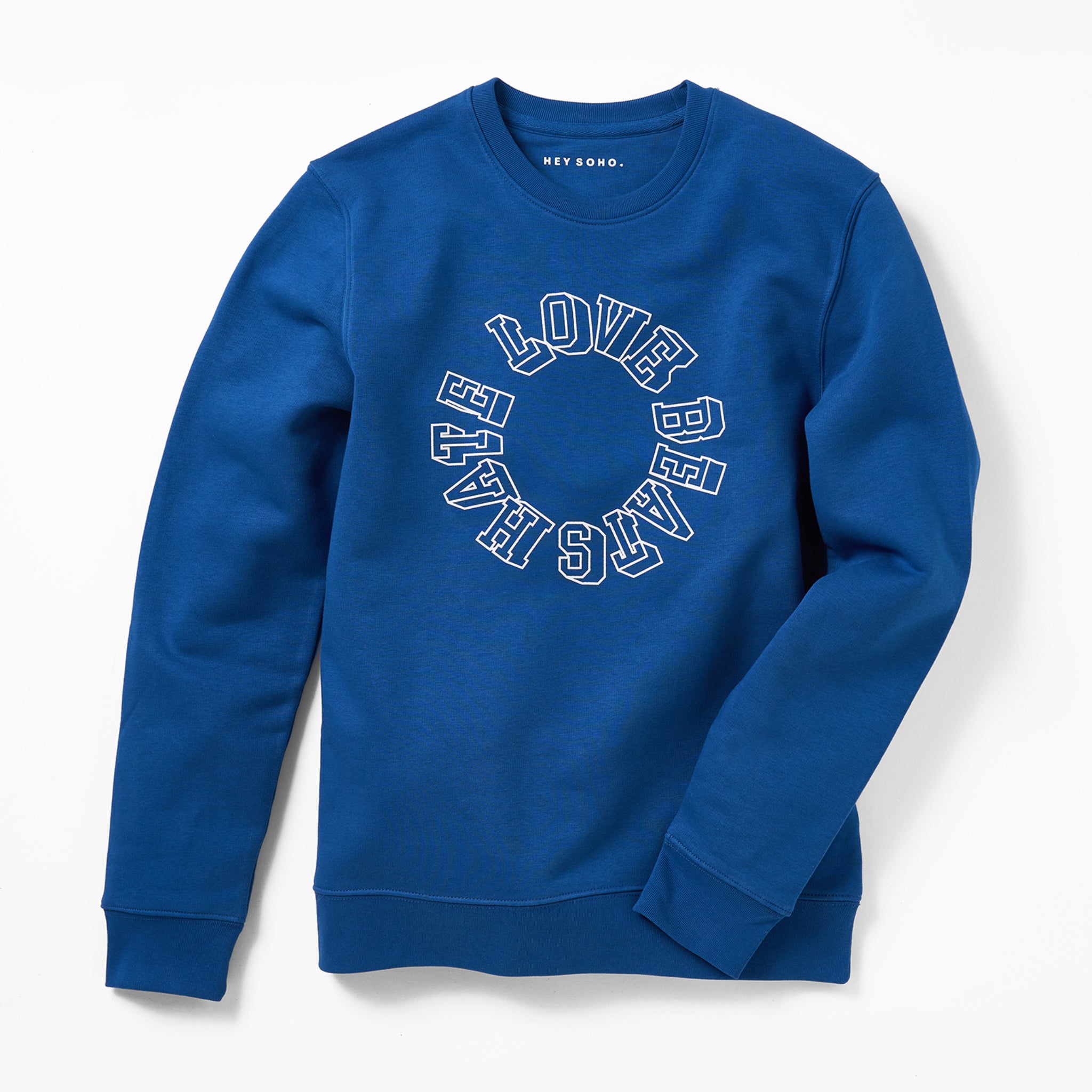 hey soho Sweater "Love beats hate" Royalblau