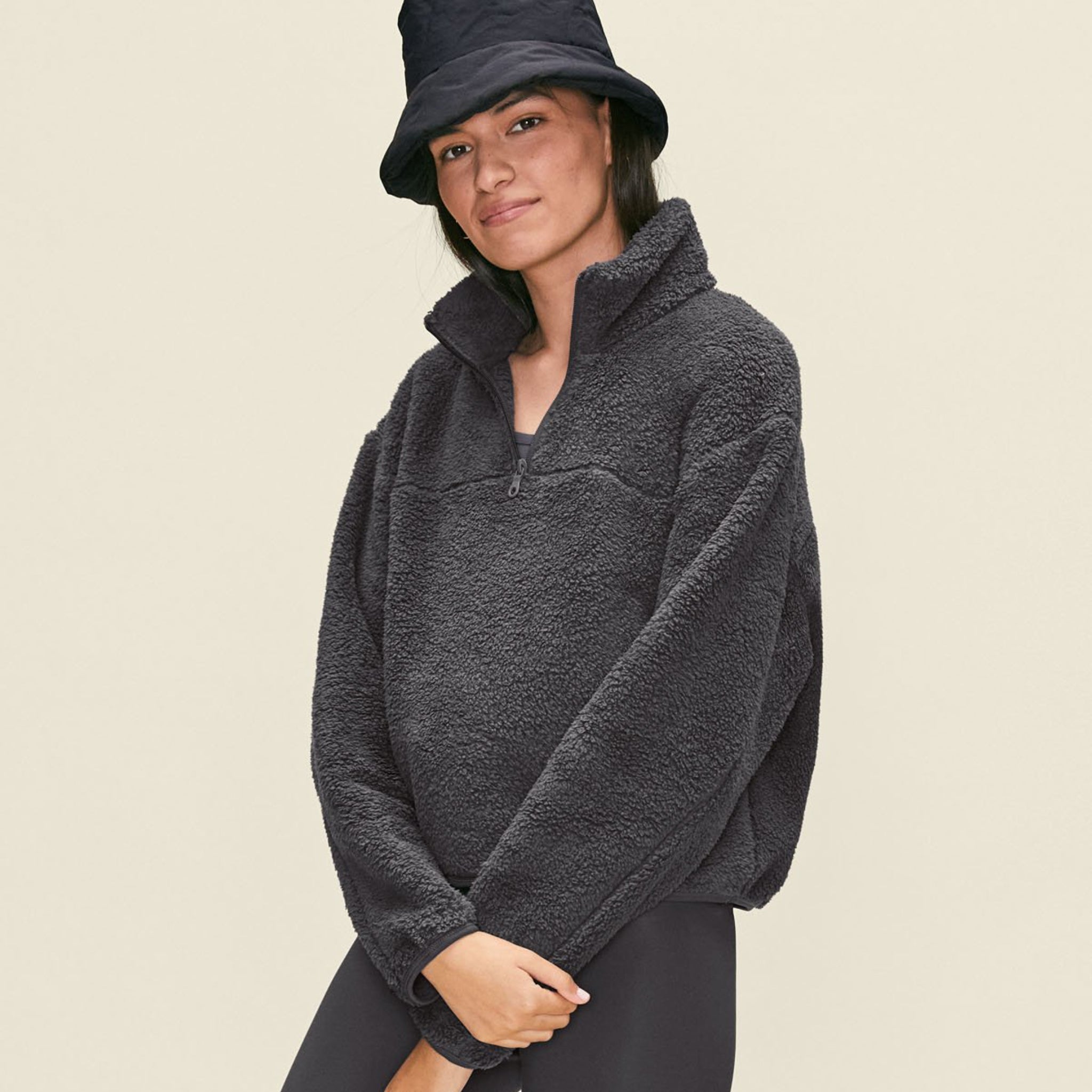 Girlfriend Collective Sherpa Jacket "Half-Zip" Moon