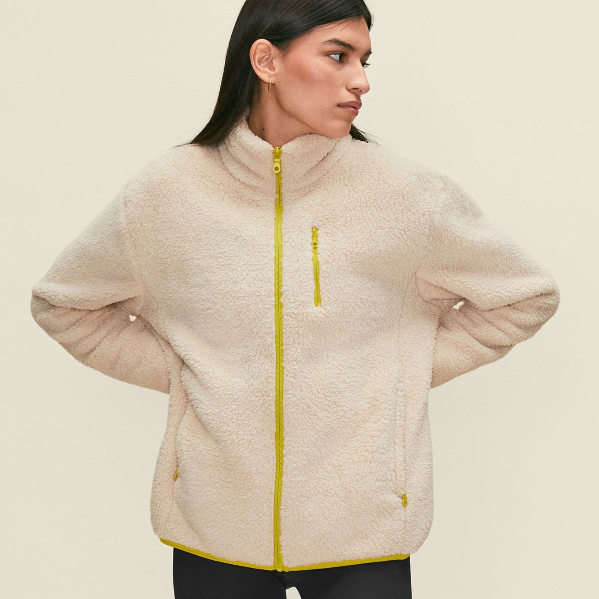 Girlfriend Collective Sherpa Jacket "Full-Zip" Cream
