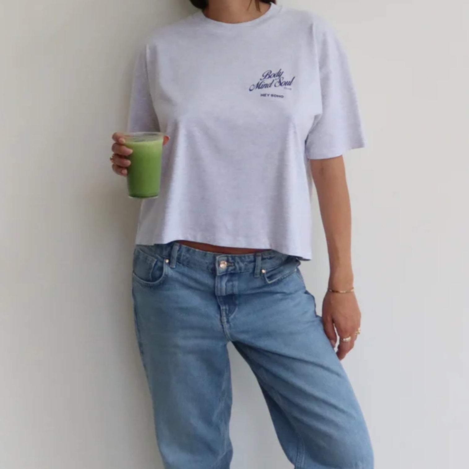 hey soho T-Shirt "BODY MIND SOUL" Grey Melange