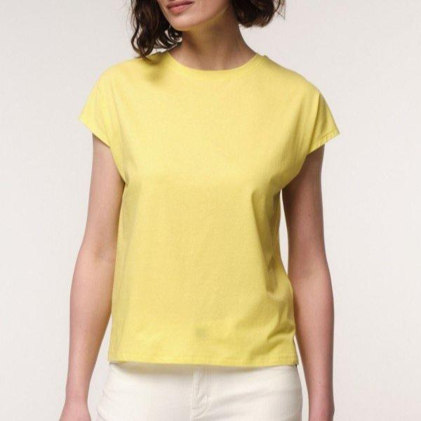 LANIUS Damen T-Shirt mit überschnittener Schulter 40 Neon Citrus