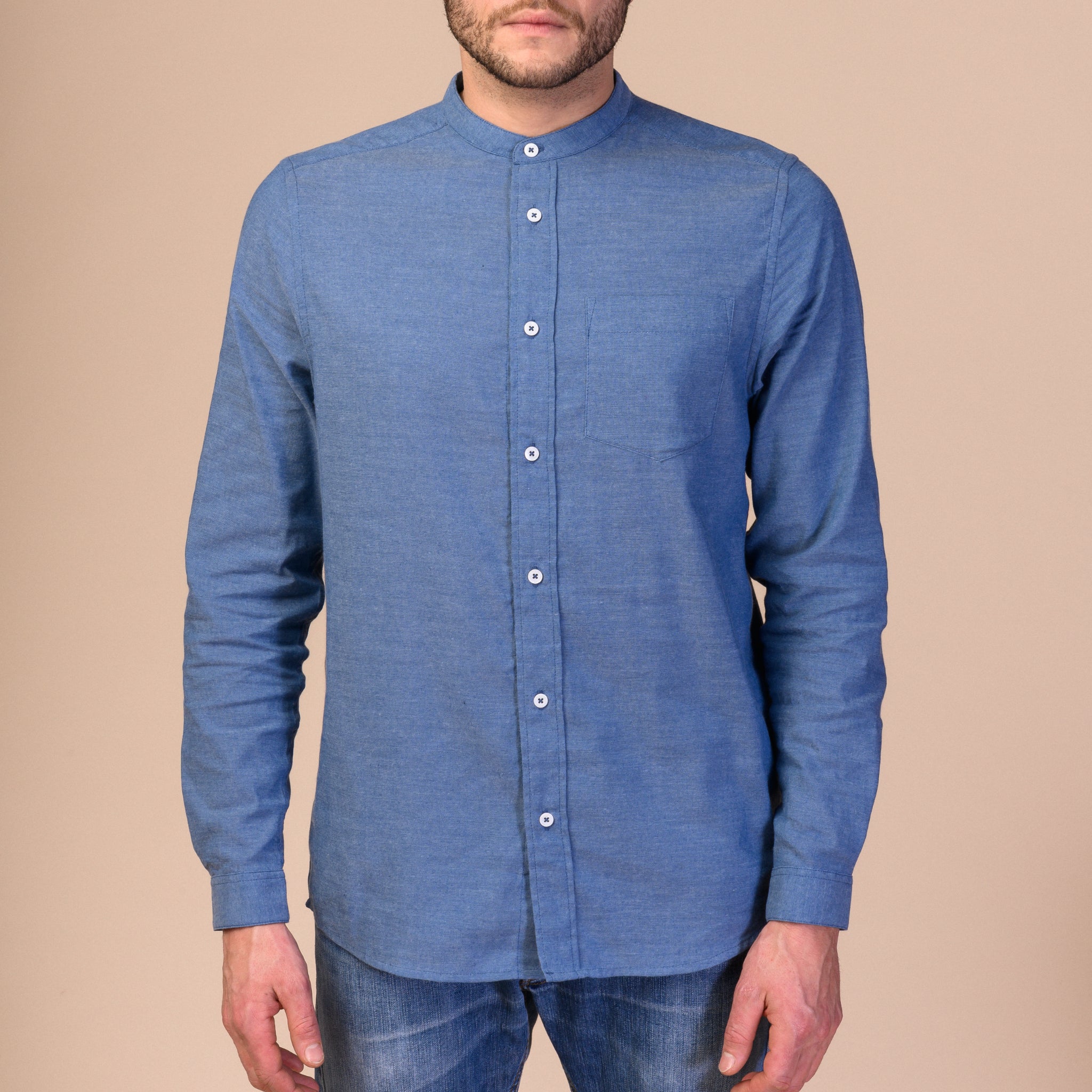 MELA Herren Hemd "AMIT" Blau Chambray
