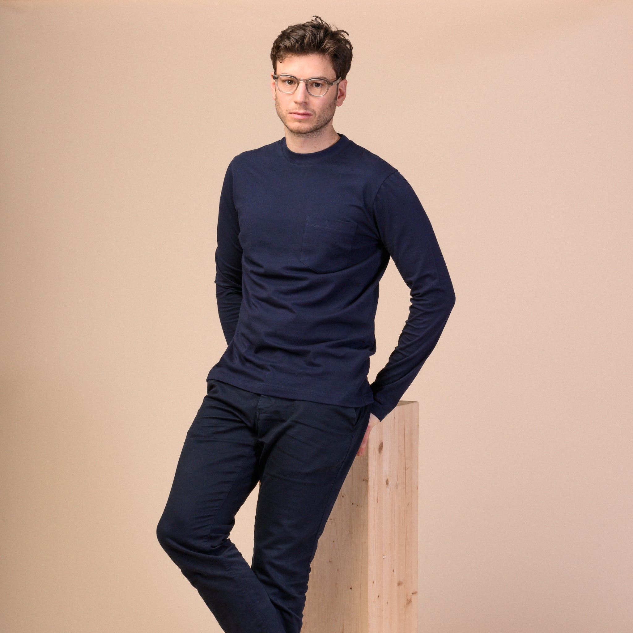 MELA Herren Langarmshirt "AROON" Navy