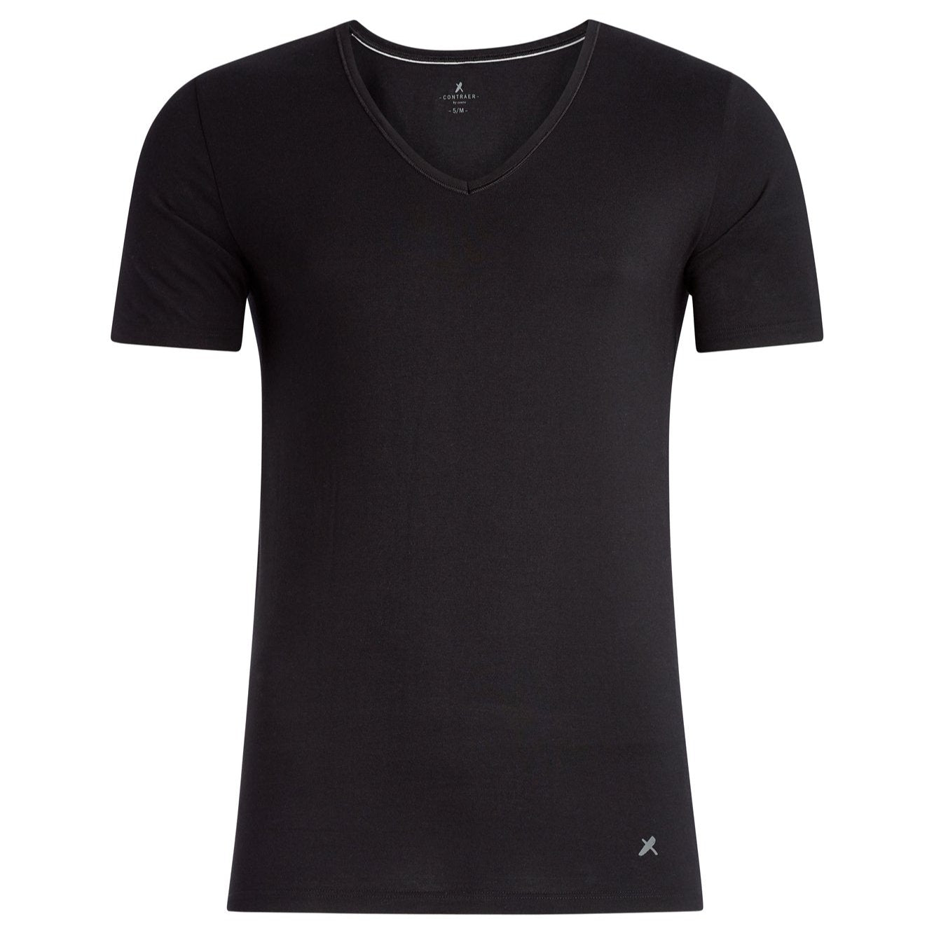 Contraer V-Ausschnitt T-Shirt kurzarm Schwarz