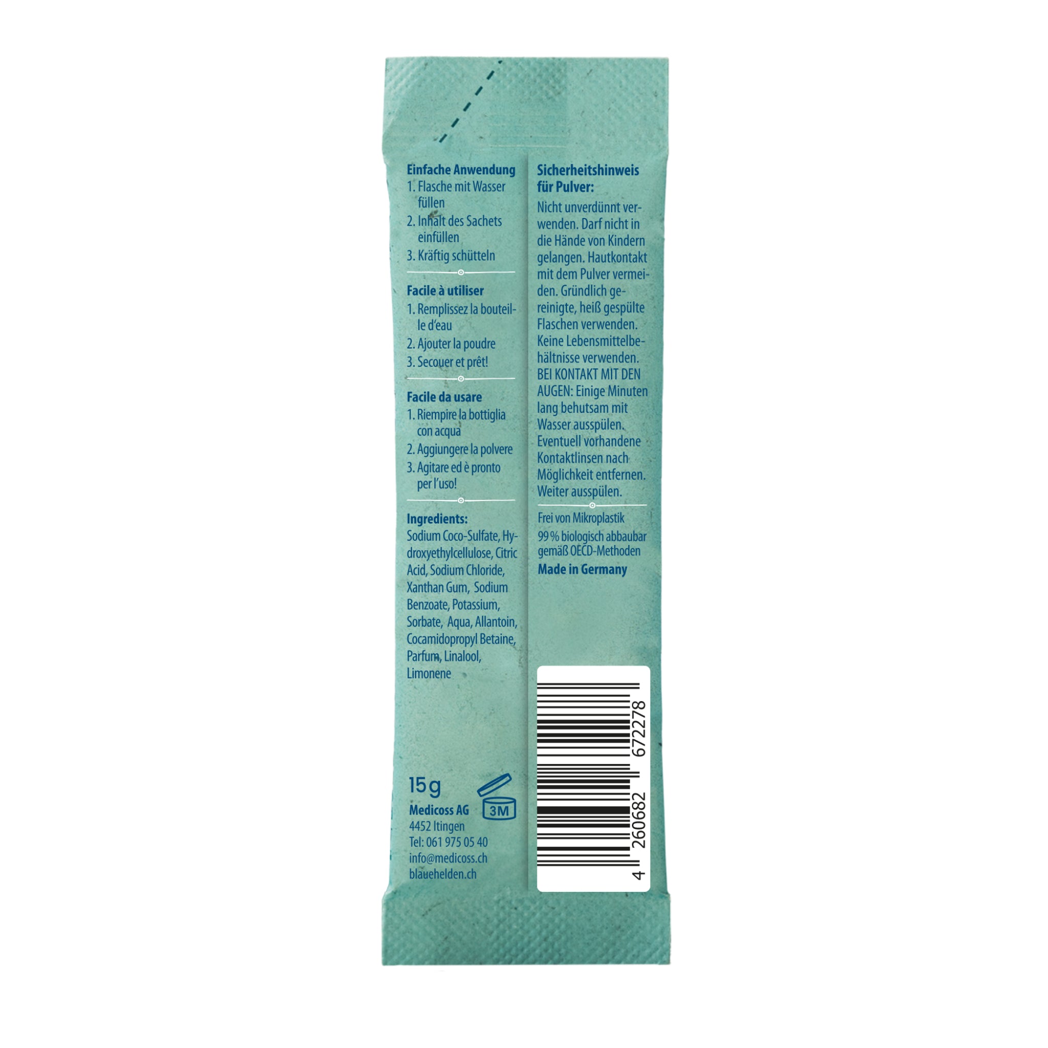 Blaue Helden Duschgel Nachfüllpulver "Feige & Bergamotte" 15 g