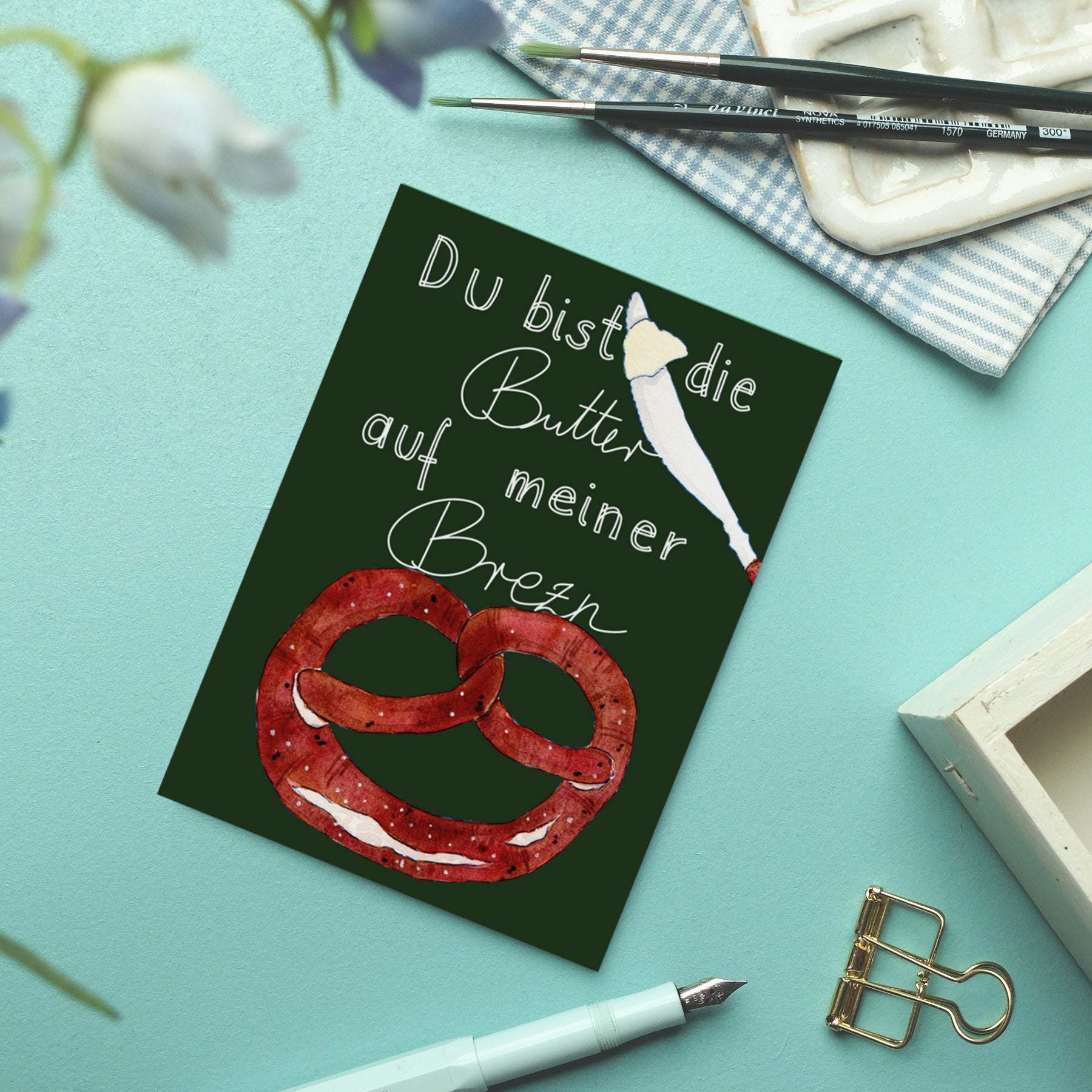 wonder of today Postkarte Butterbrezn dunkelgrün DIN A6