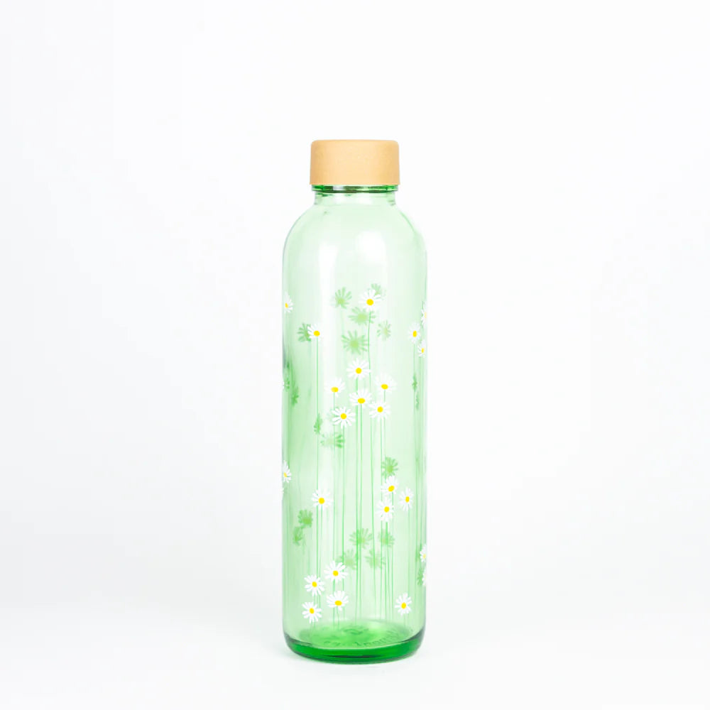 CARRY Trinkflasche aus Glas 0,7 l Green Daisy 700 ml
