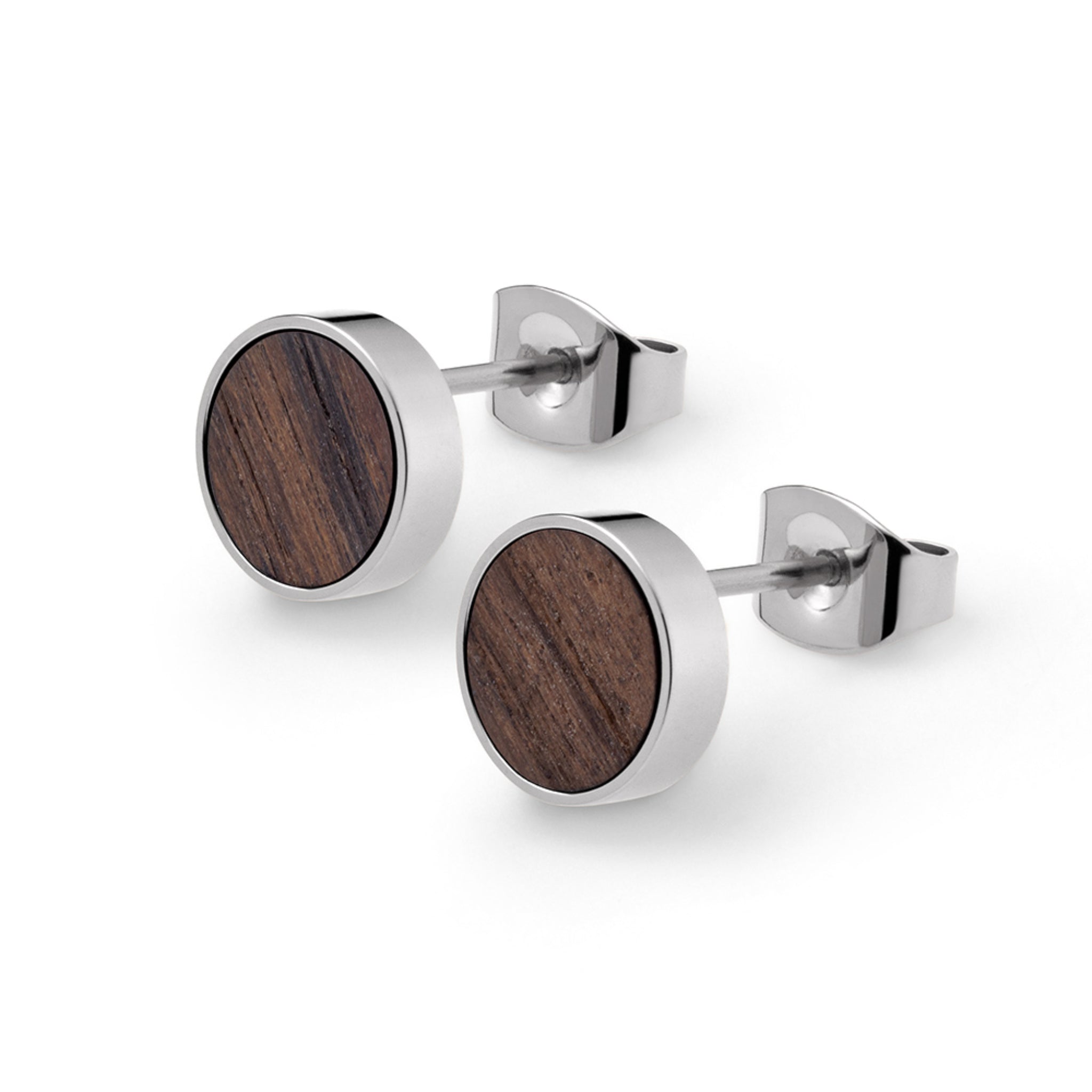 KERBHOLZ Ohrstecker "CIRCLE EARRING" Walnut Shiny Silver