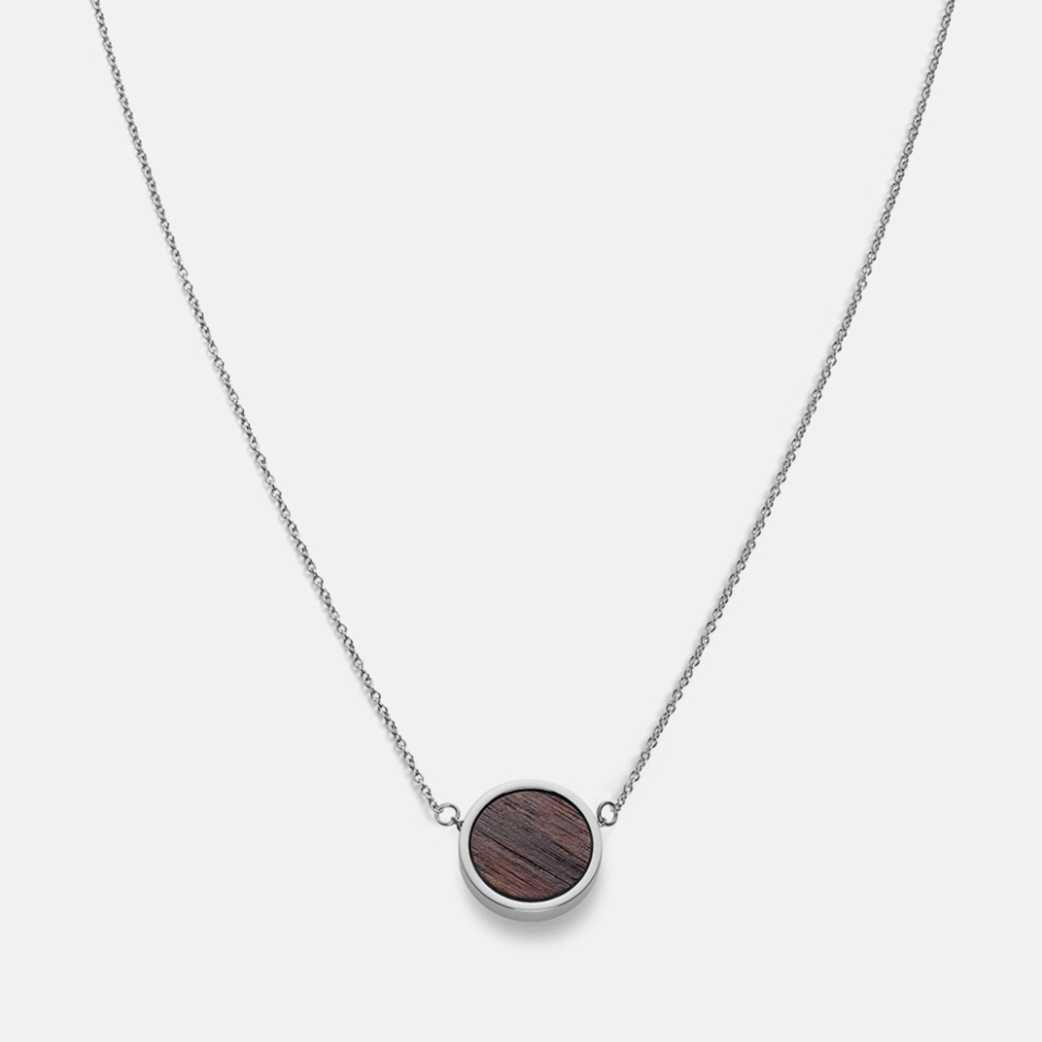 KERBHOLZ Halskette "CIRCLE NECKLACE" Dark Walnut Shiny Silver