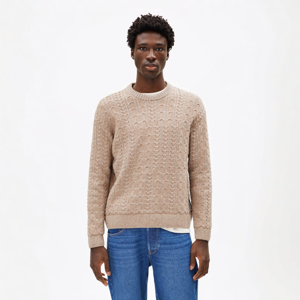 ARMEDANGELS Strick Pullover "DAAKO" Silver Melange Tweed-True Camel