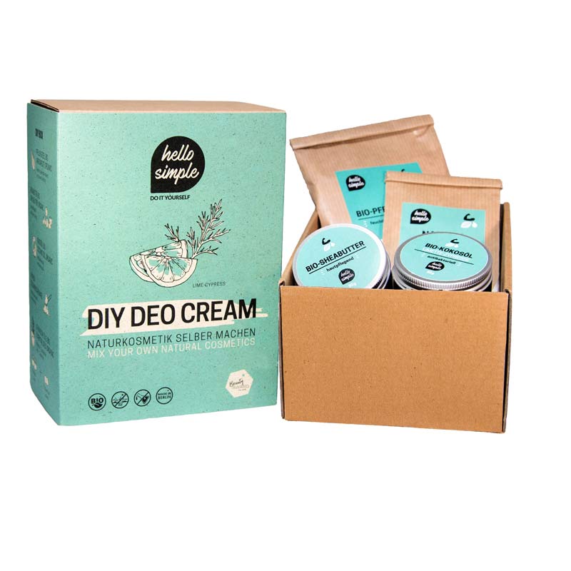 hello simple DIY Set Vegane Deocreme 150 g Limette-Zypresse