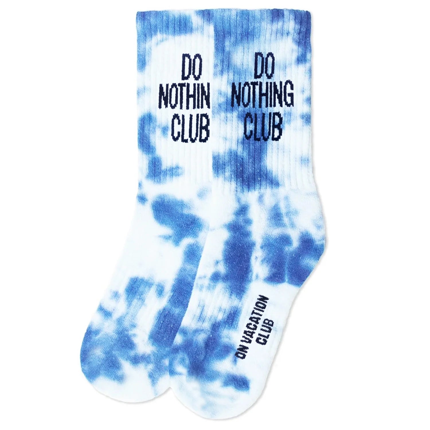 On Vacation Tennis Socks Tie Dye "Do Nothing Club" White Blue