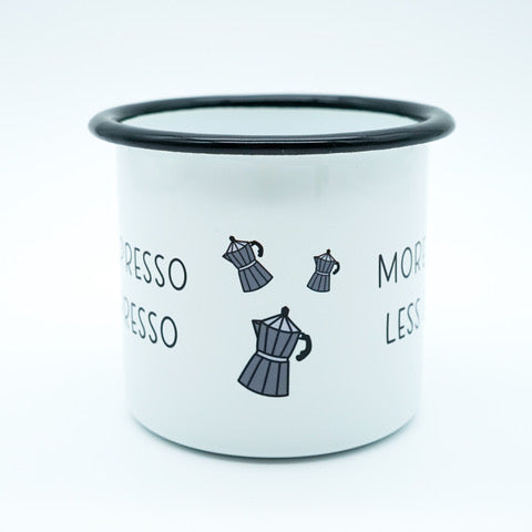 OhRuby Emaille Tasse "more espresso less depresso"