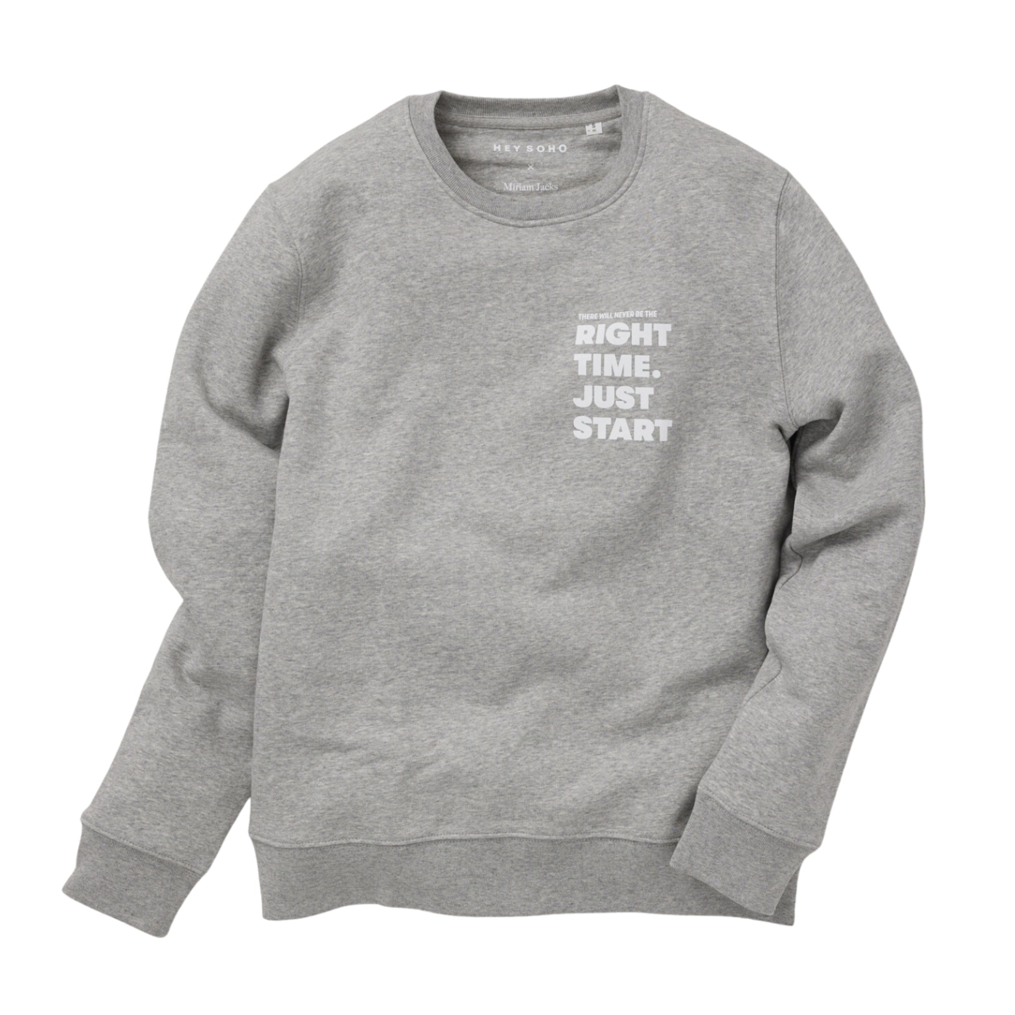hey soho Sweater "Right Time Just Start" Grau