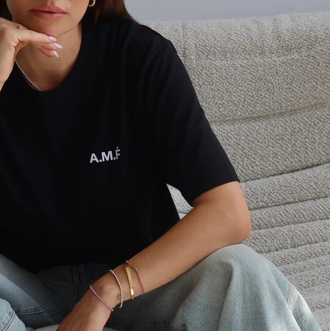 hey soho T-Shirt "AMF - Backprint" Schwarz Weiß