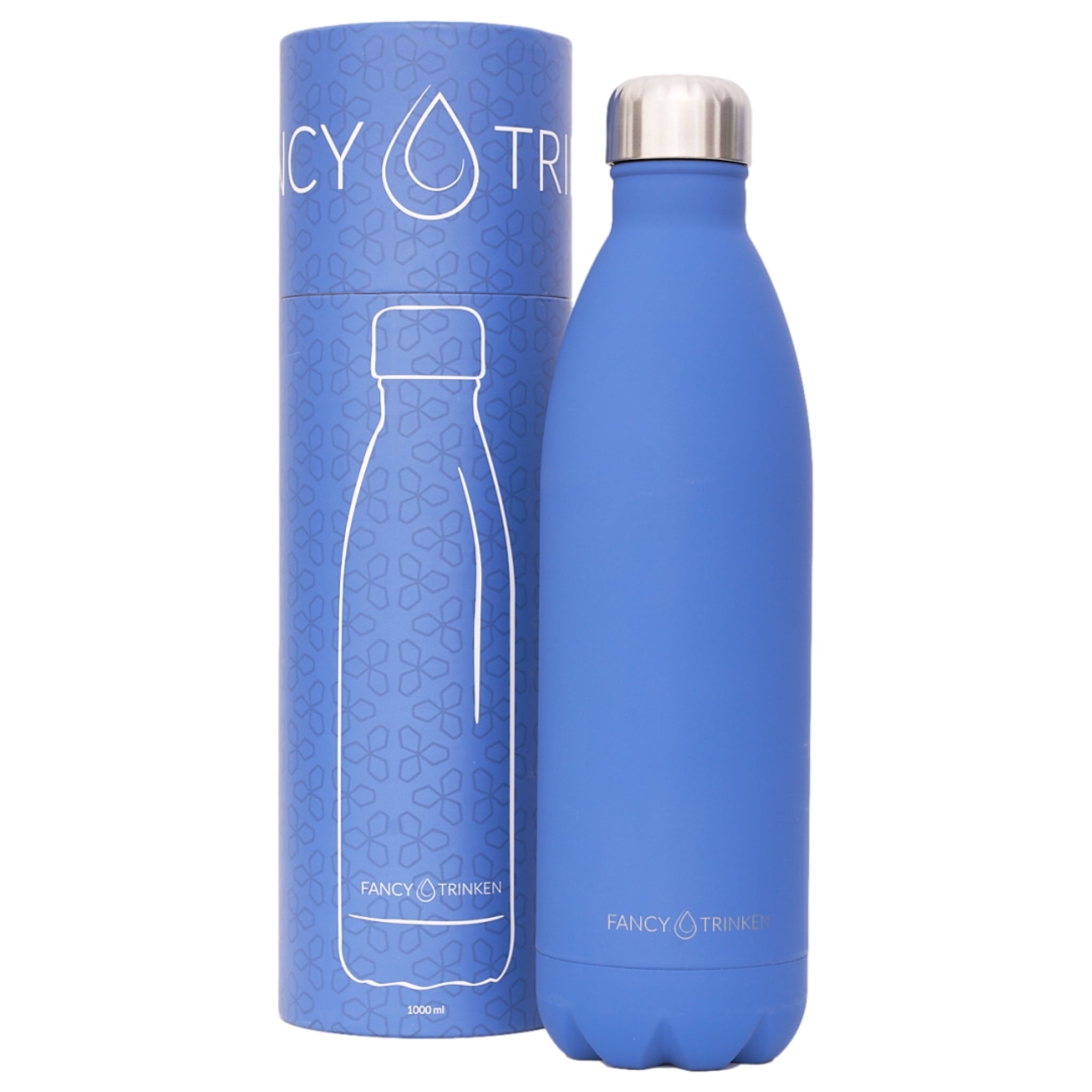Fancy Trinken Trinkflasche aus Edelstahl isoliert 1 L Dunkelblau Nur Logo