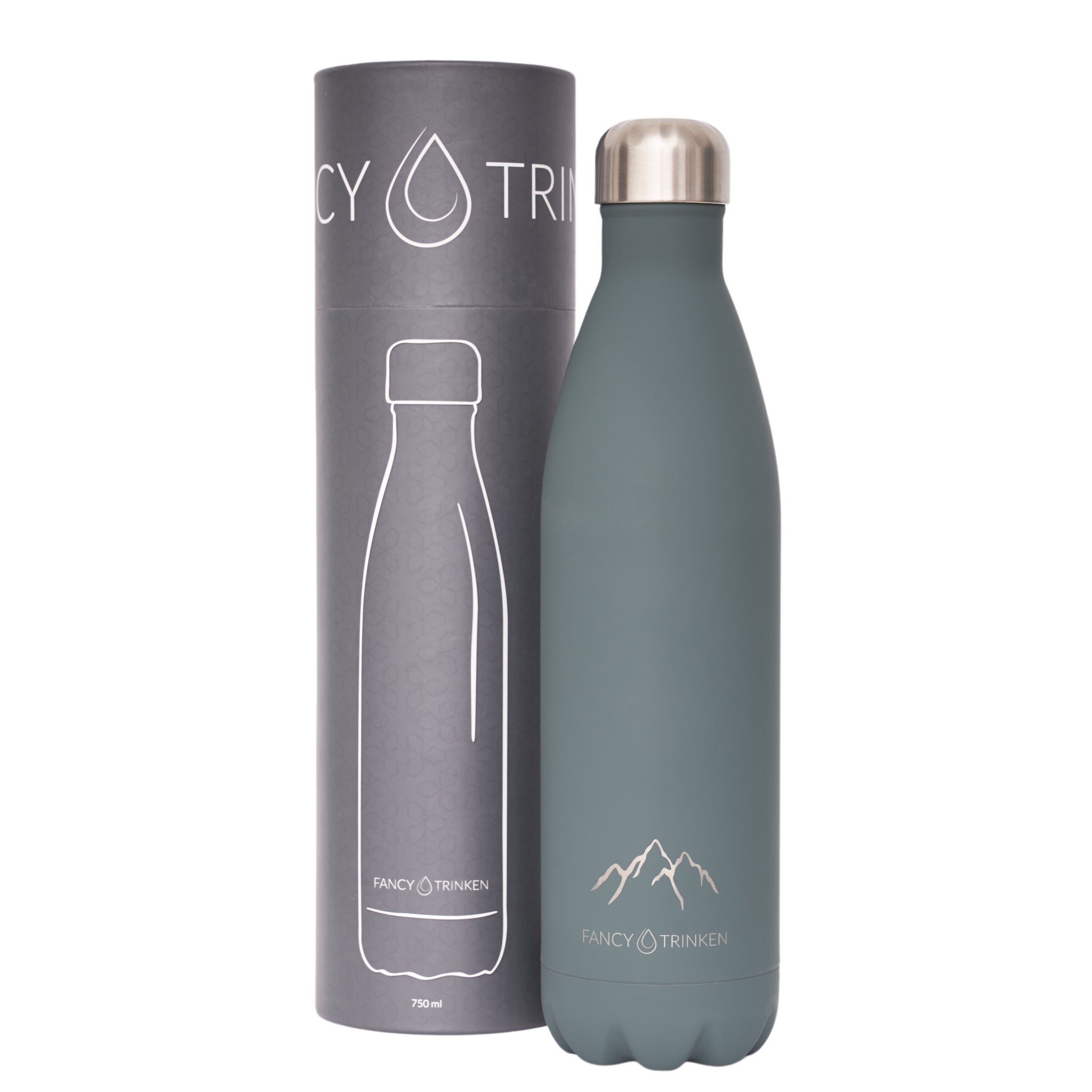 Fancy Trinken Trinkflasche aus Edelstahl isoliert 750 ml Grau Berge