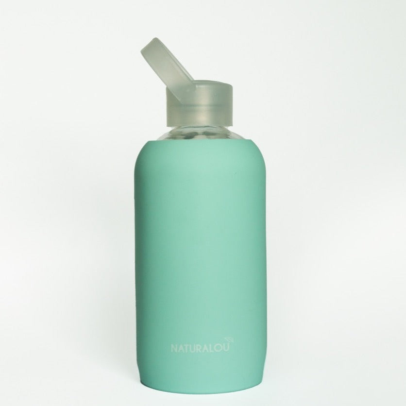 Naturalou Trinkflasche aus Glas 500ml Blau
