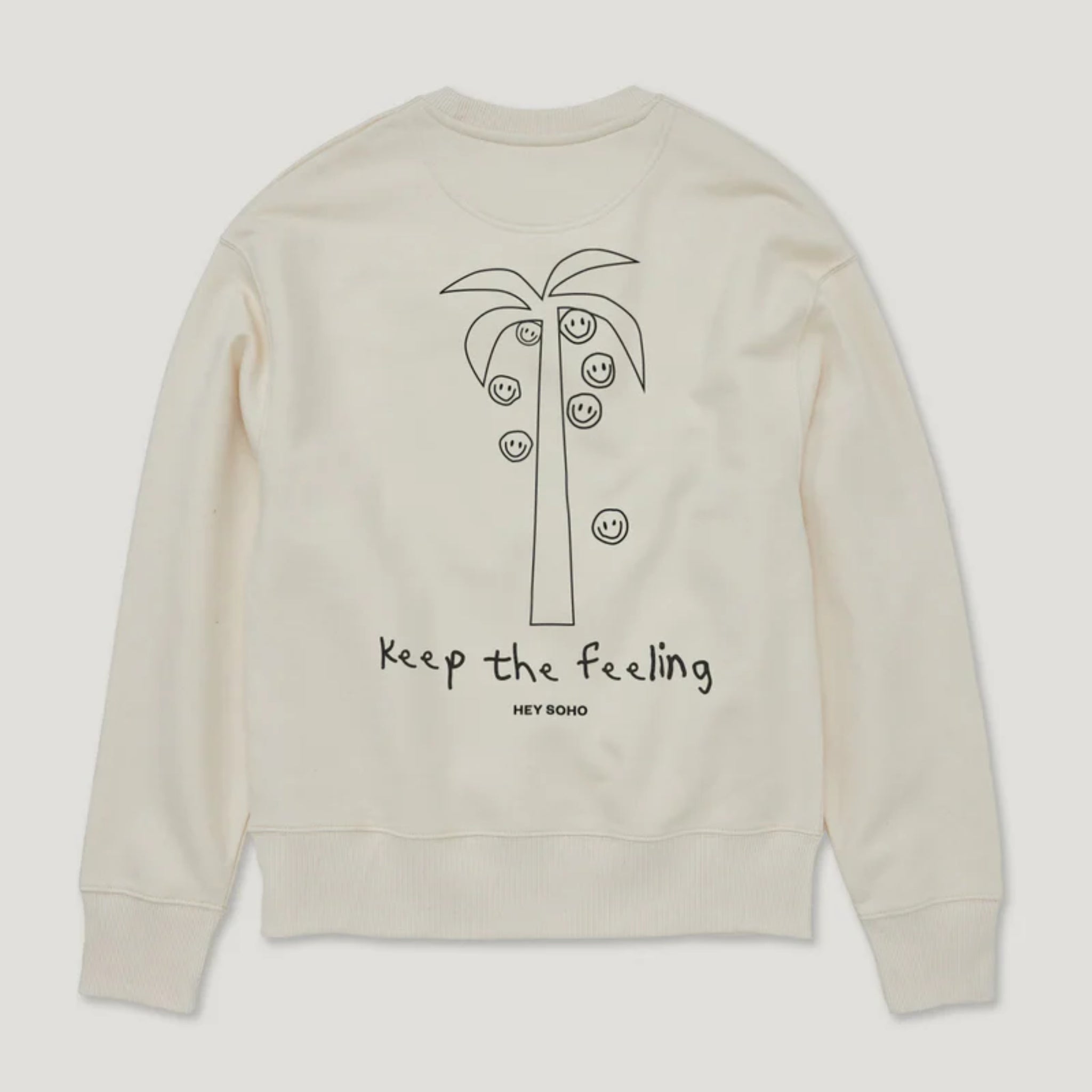 hey soho Sweater "Keep the feeling" Naturweiß