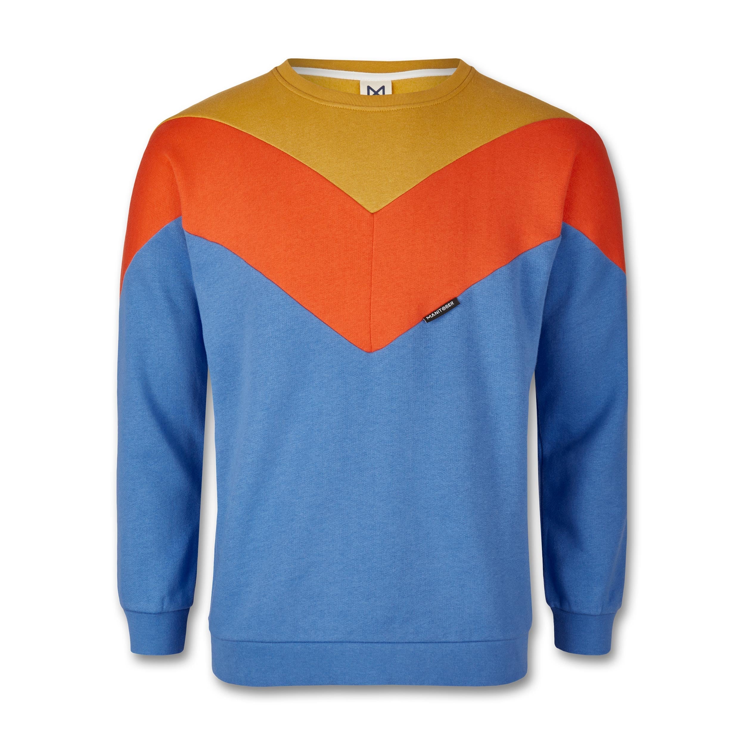 Manitober Unisex Sweatshirt "Cut & Sew" Blue Khaki Orange