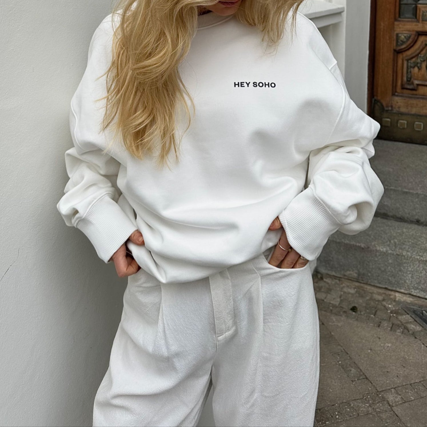 hey soho Sweater "Good Mornings" - Dritte Wahl Weiß Schwarz L